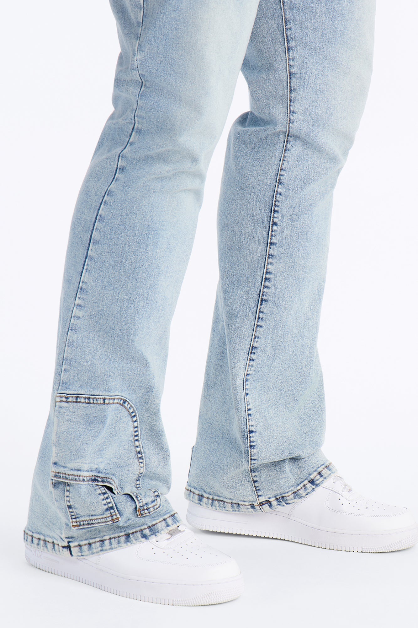 Stacked Skinny Flare Outlaw Hem Jean - Light Wash image 5