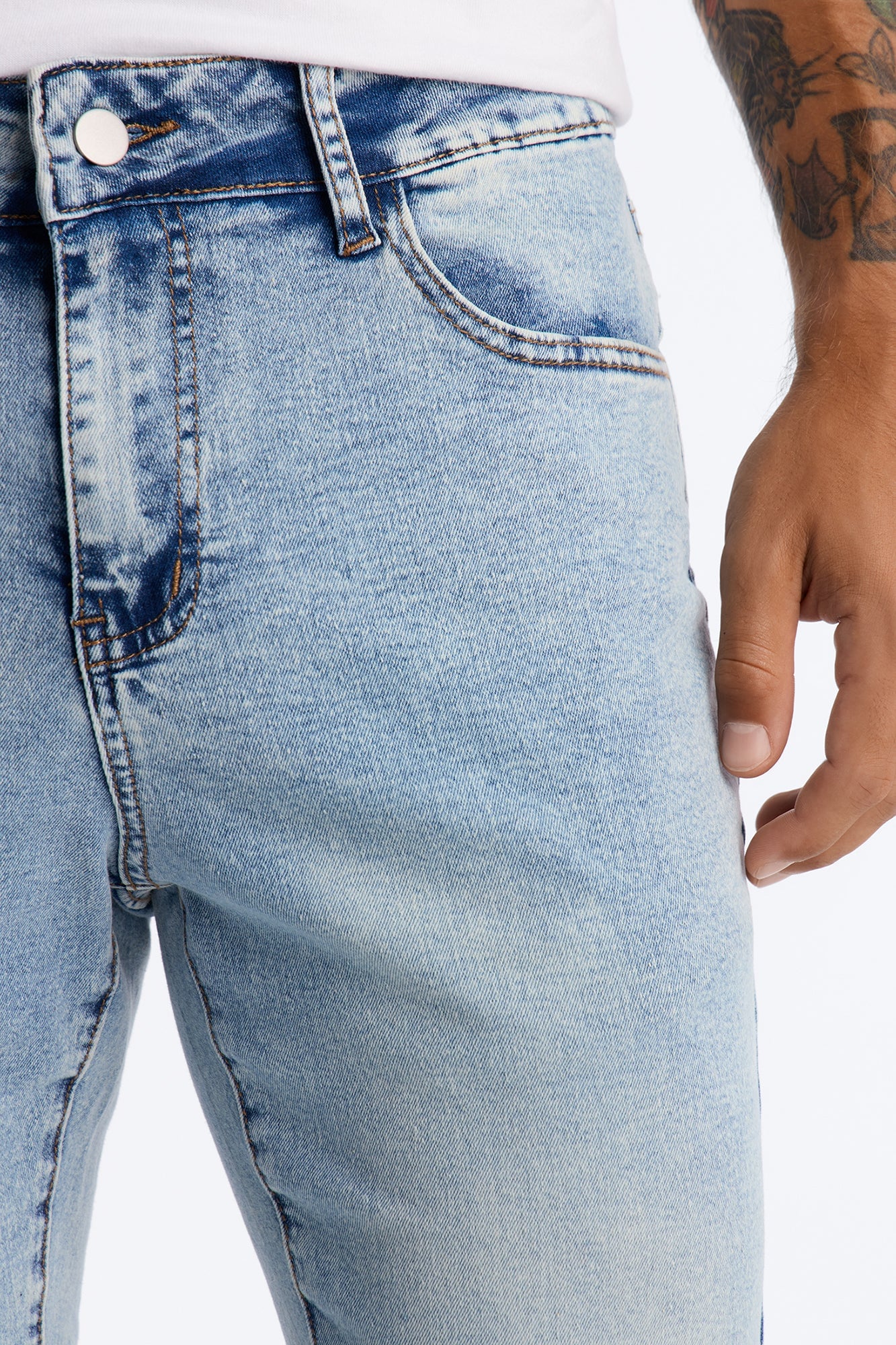 Stacked Skinny Flare Outlaw Hem Jean - Light Wash image 8