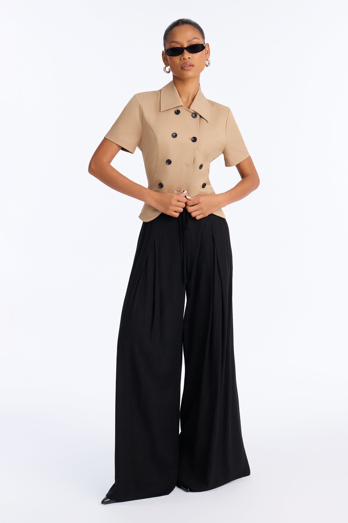 Karianna Linen Blend Wide Leg Pant - Black image 6