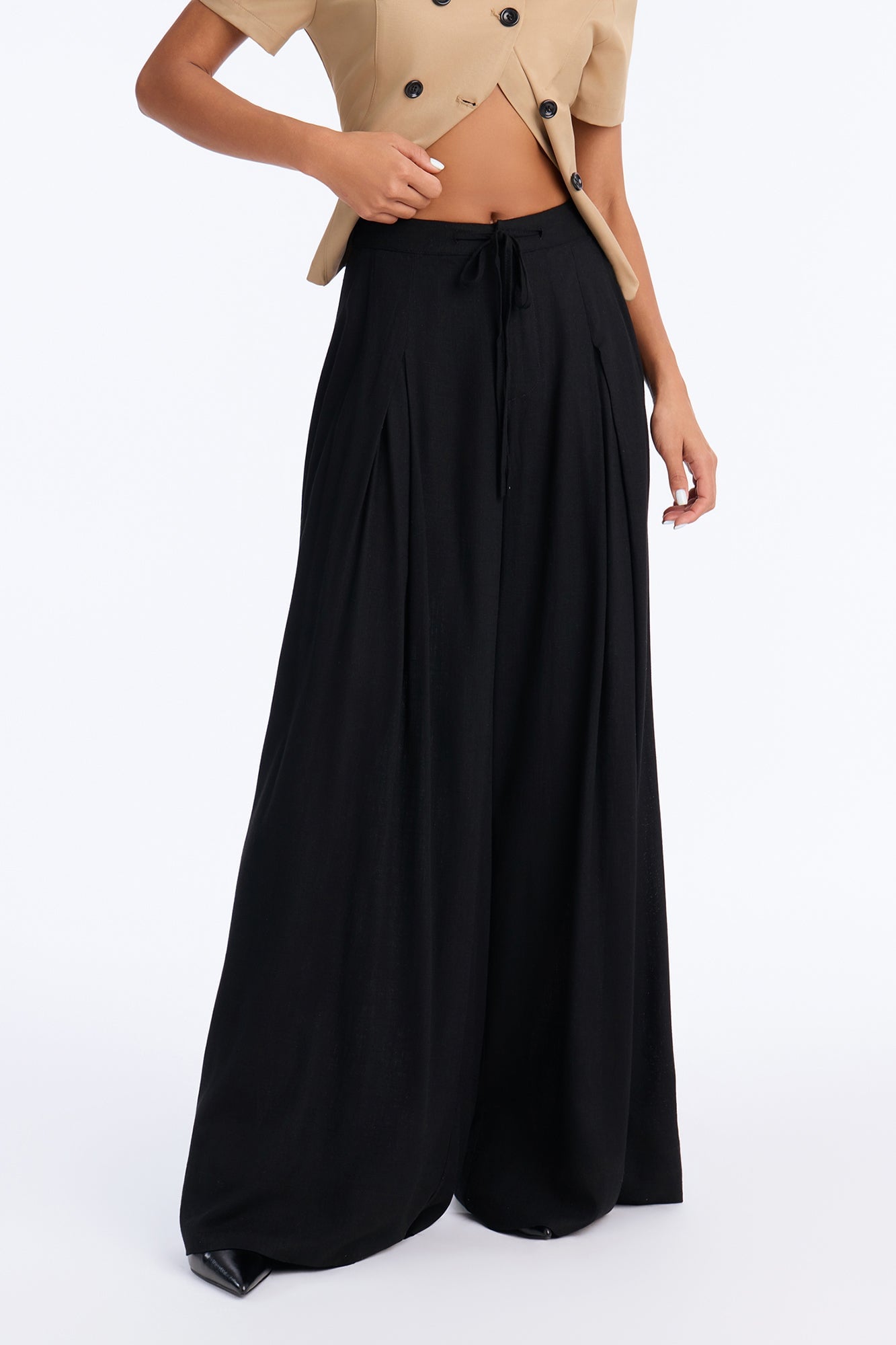 Karianna Linen Blend Wide Leg Pant - Black image 5