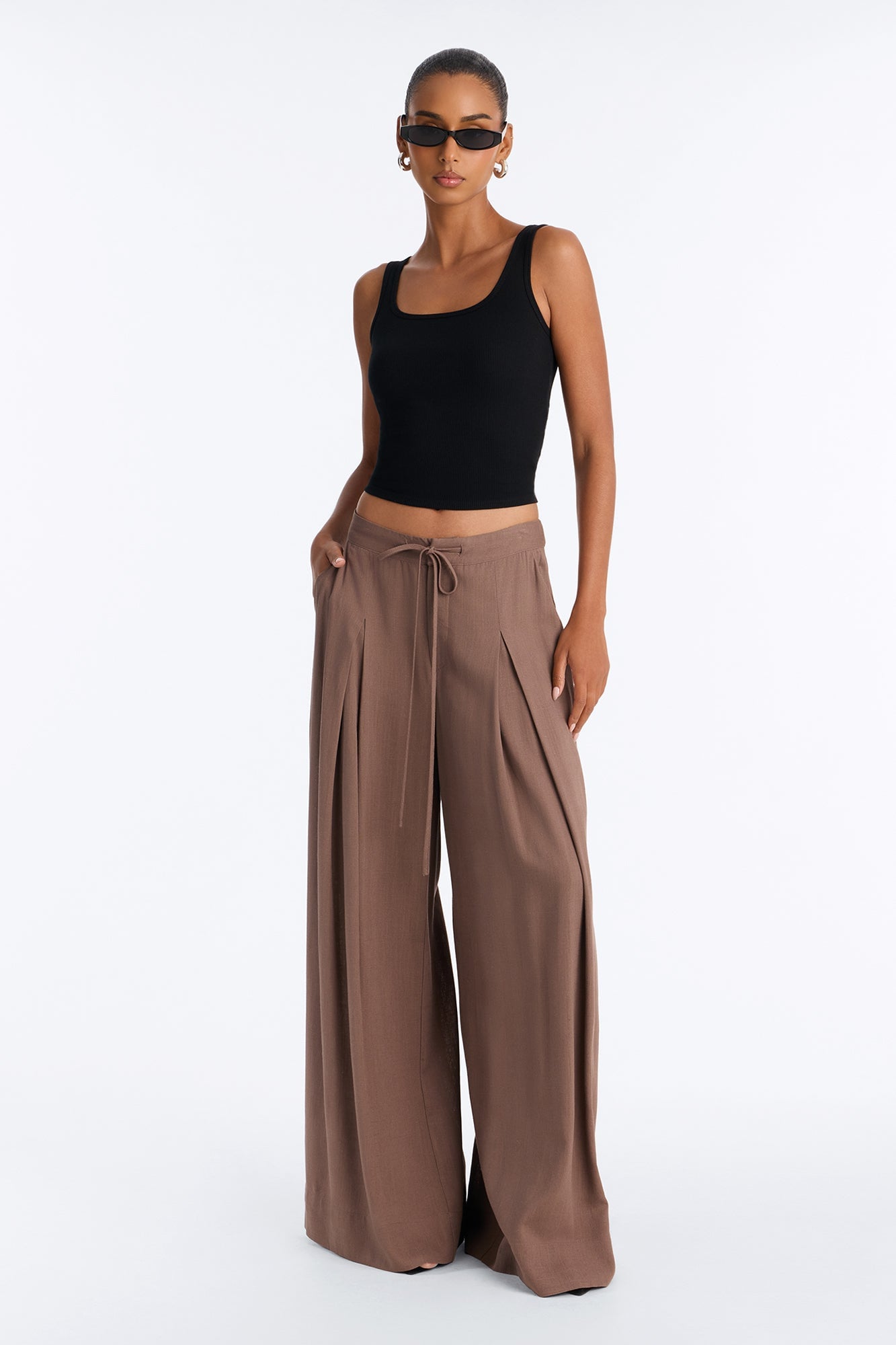 Karianna Linen Blend Wide Leg Pant - Caffe image 5