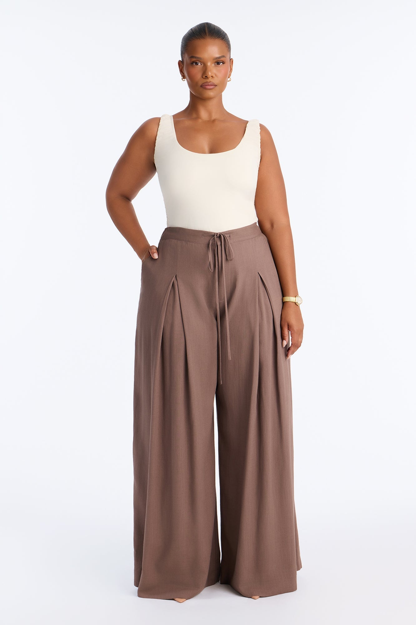 Karianna Linen Blend Wide Leg Pant - Caffe image 2