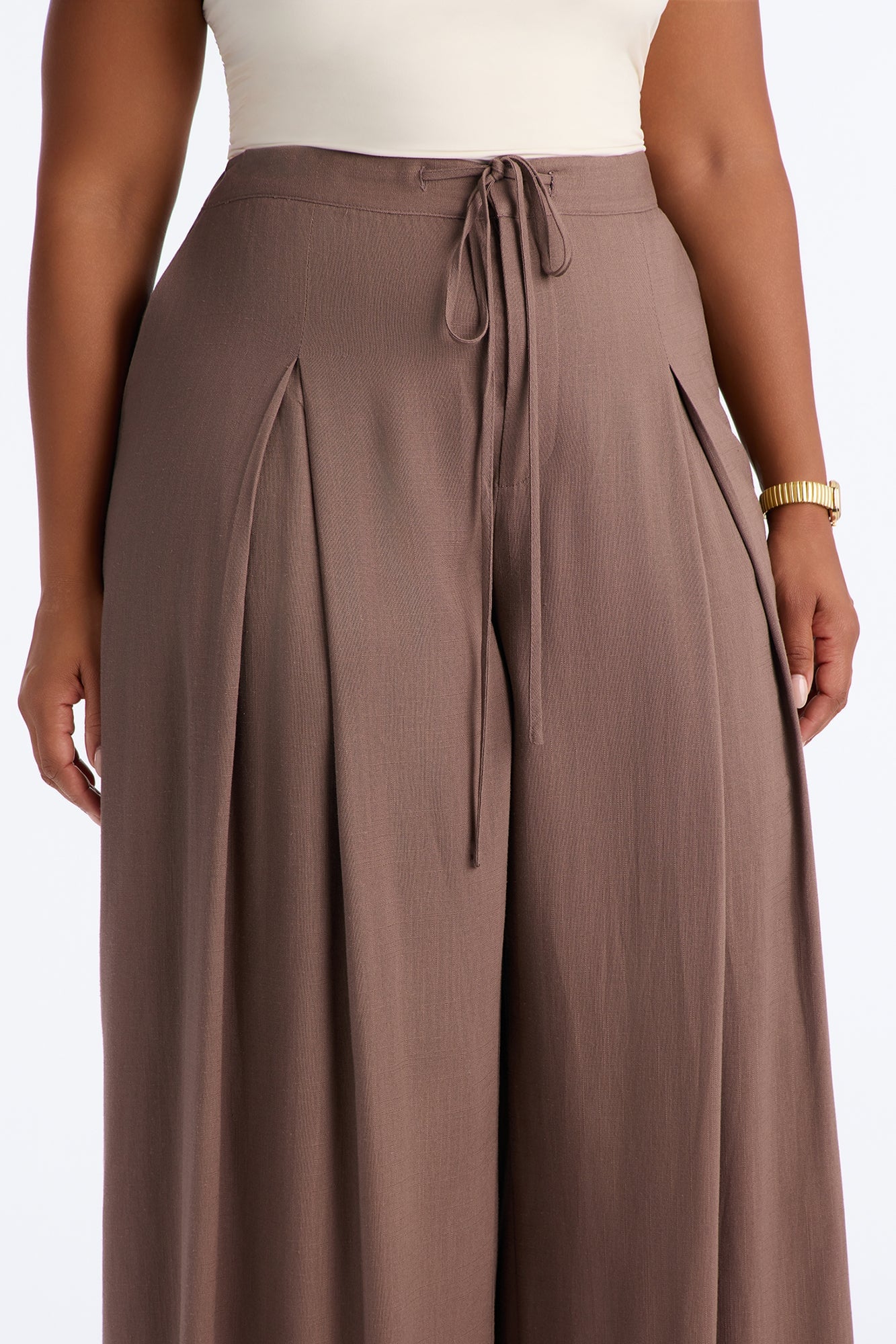 Karianna Linen Blend Wide Leg Pant - Caffe image 3