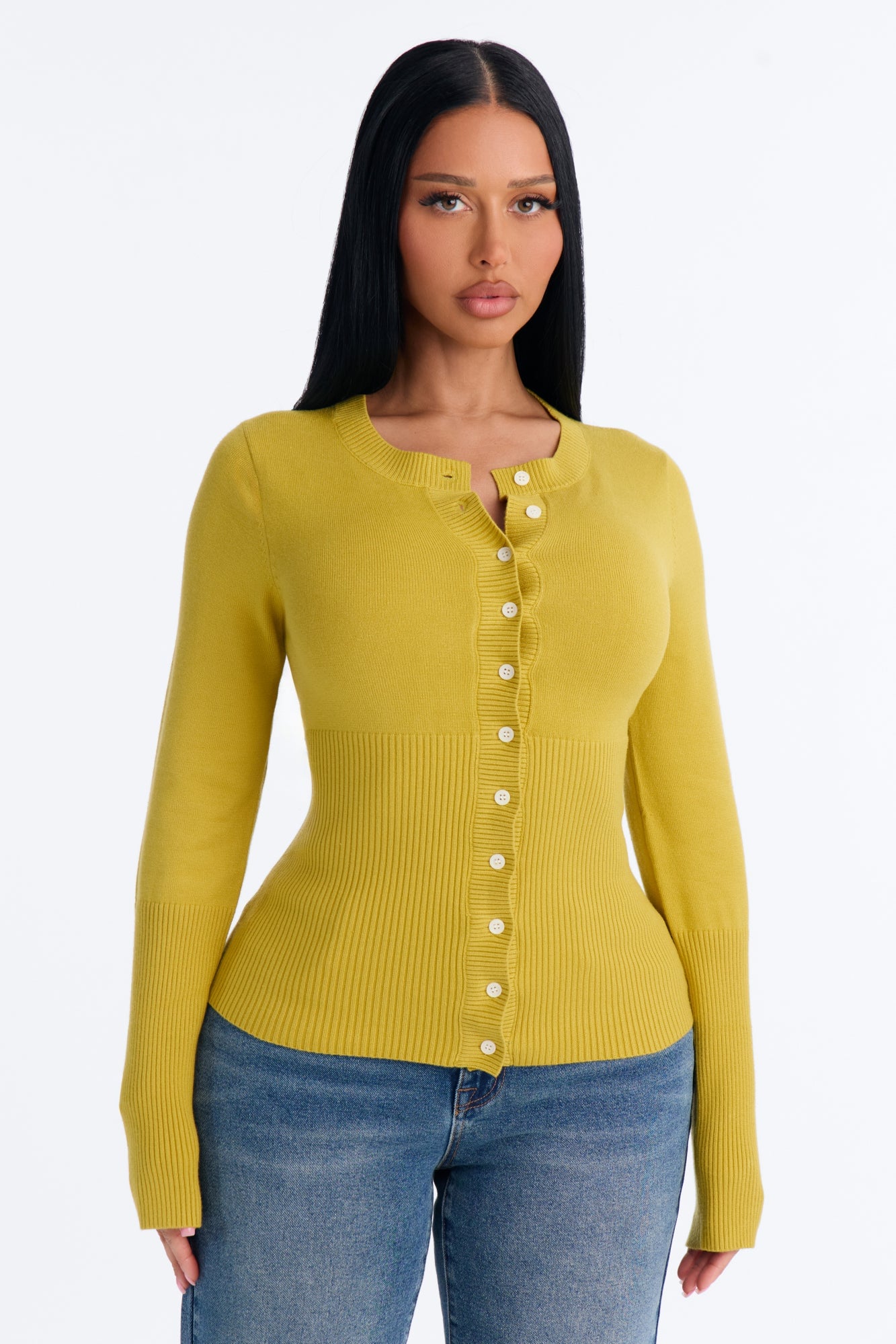 On A Daily Crew Neck Cardigan - Chartreuse image 5