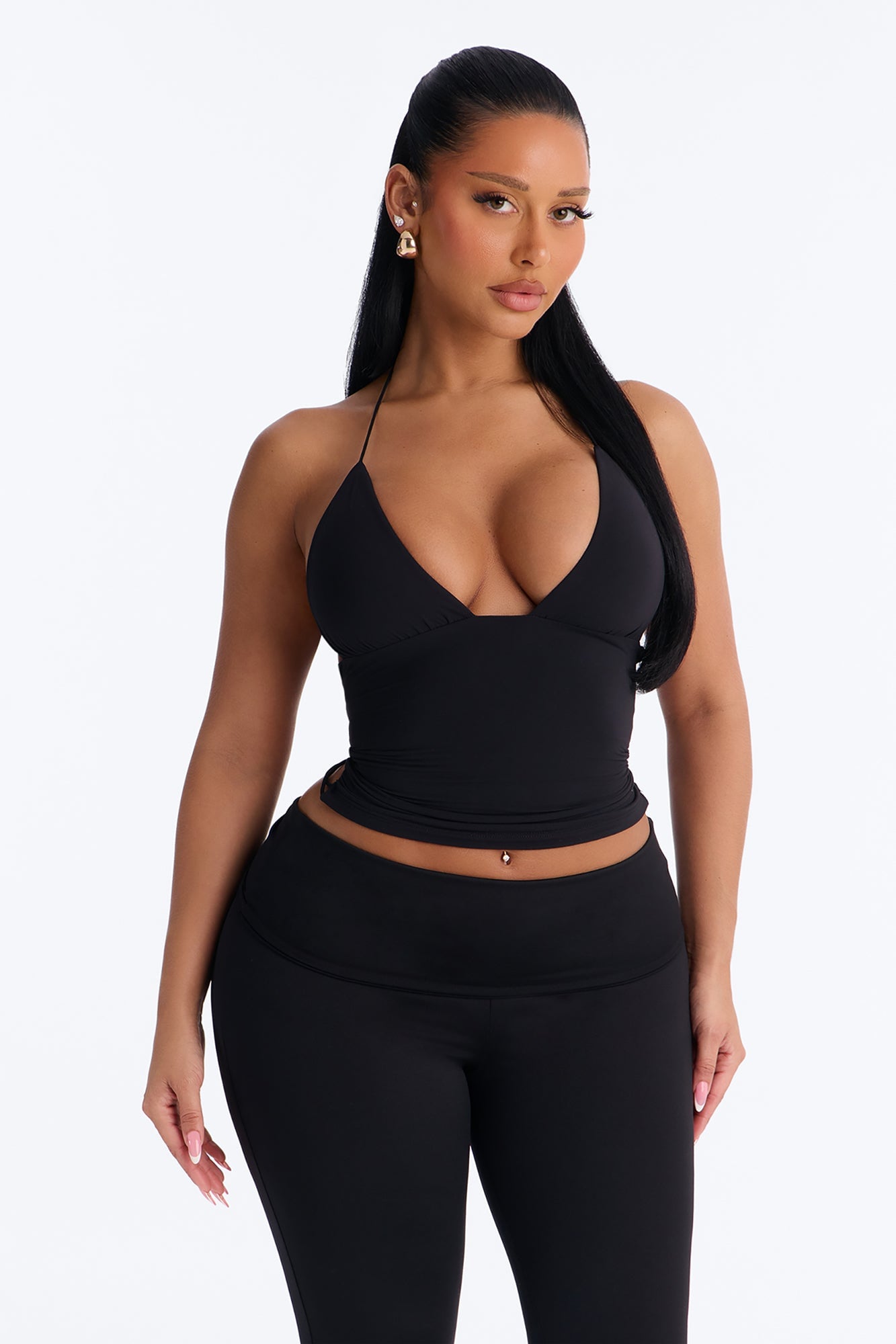 Second Skin Double Lined String Halter Top - Black image 5