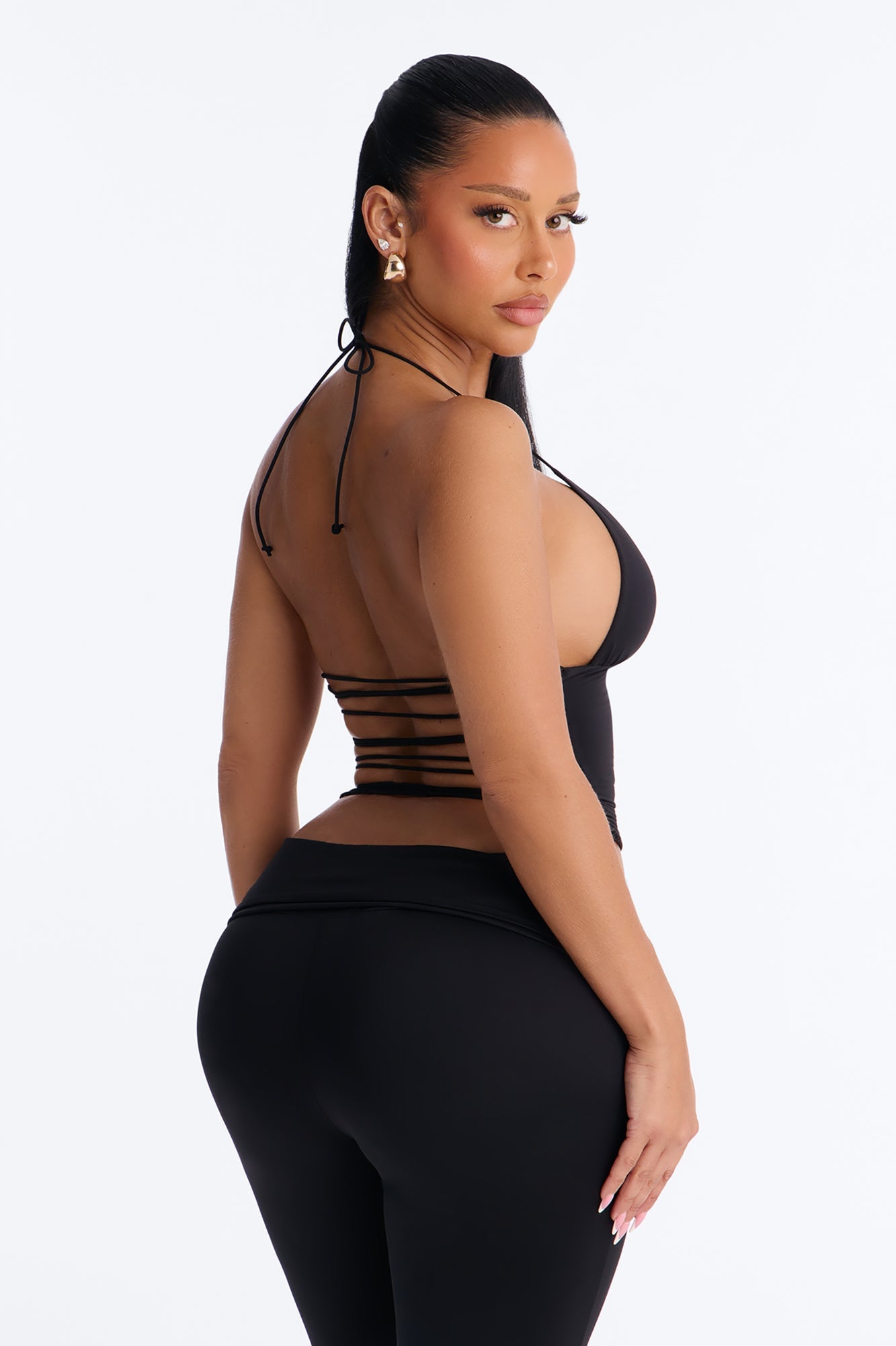 Second Skin Double Lined String Halter Top - Black image 8