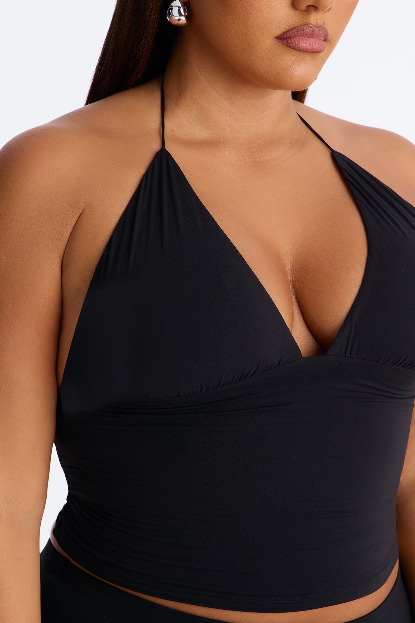 Second Skin Double Lined String Halter Top - Black image 4