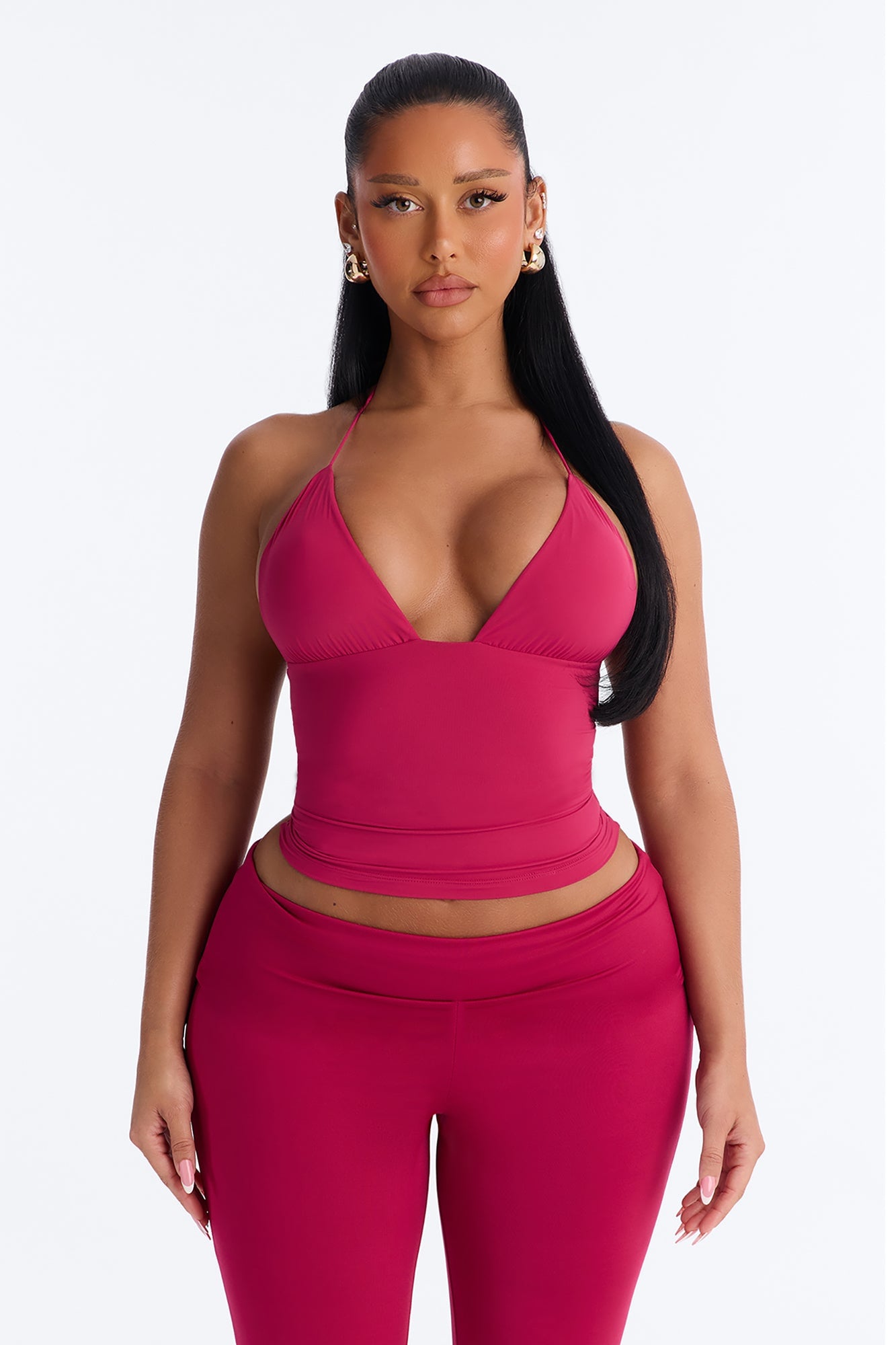 Second Skin Double Lined String Halter Top - Raspberry image 5