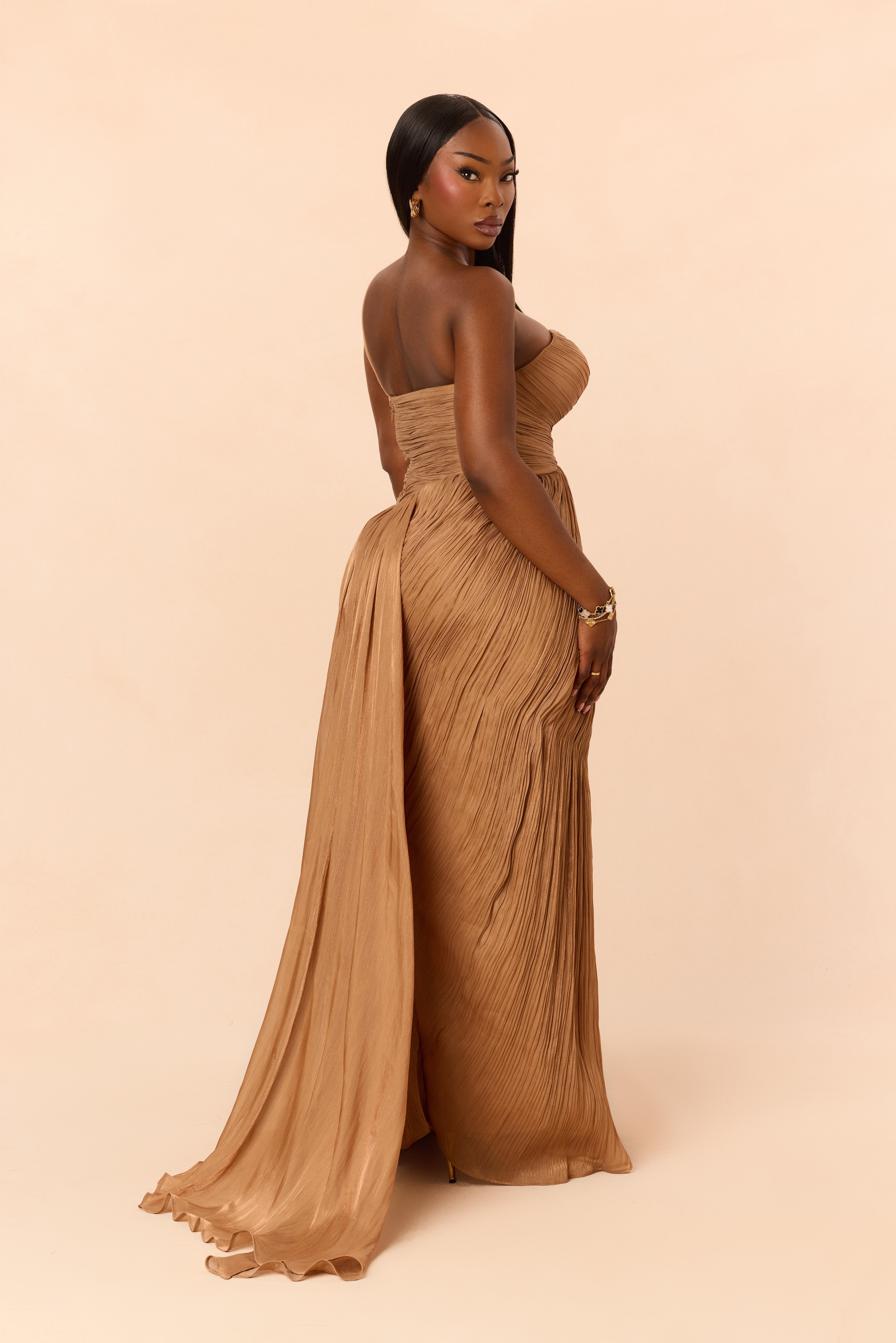 Classy Night Organza Gown - Bronze image 4