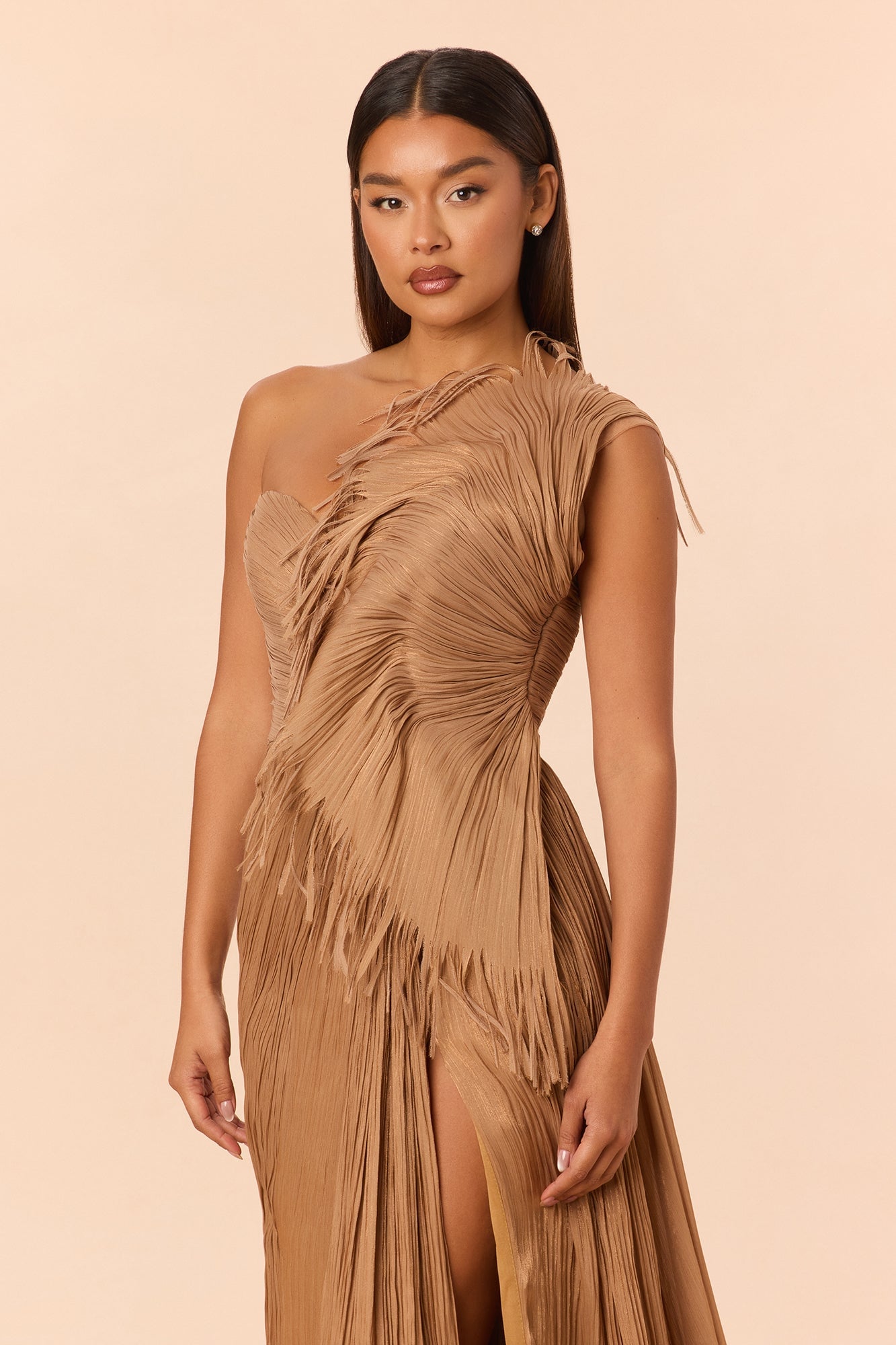 Classy Night Organza Gown - Bronze image 6