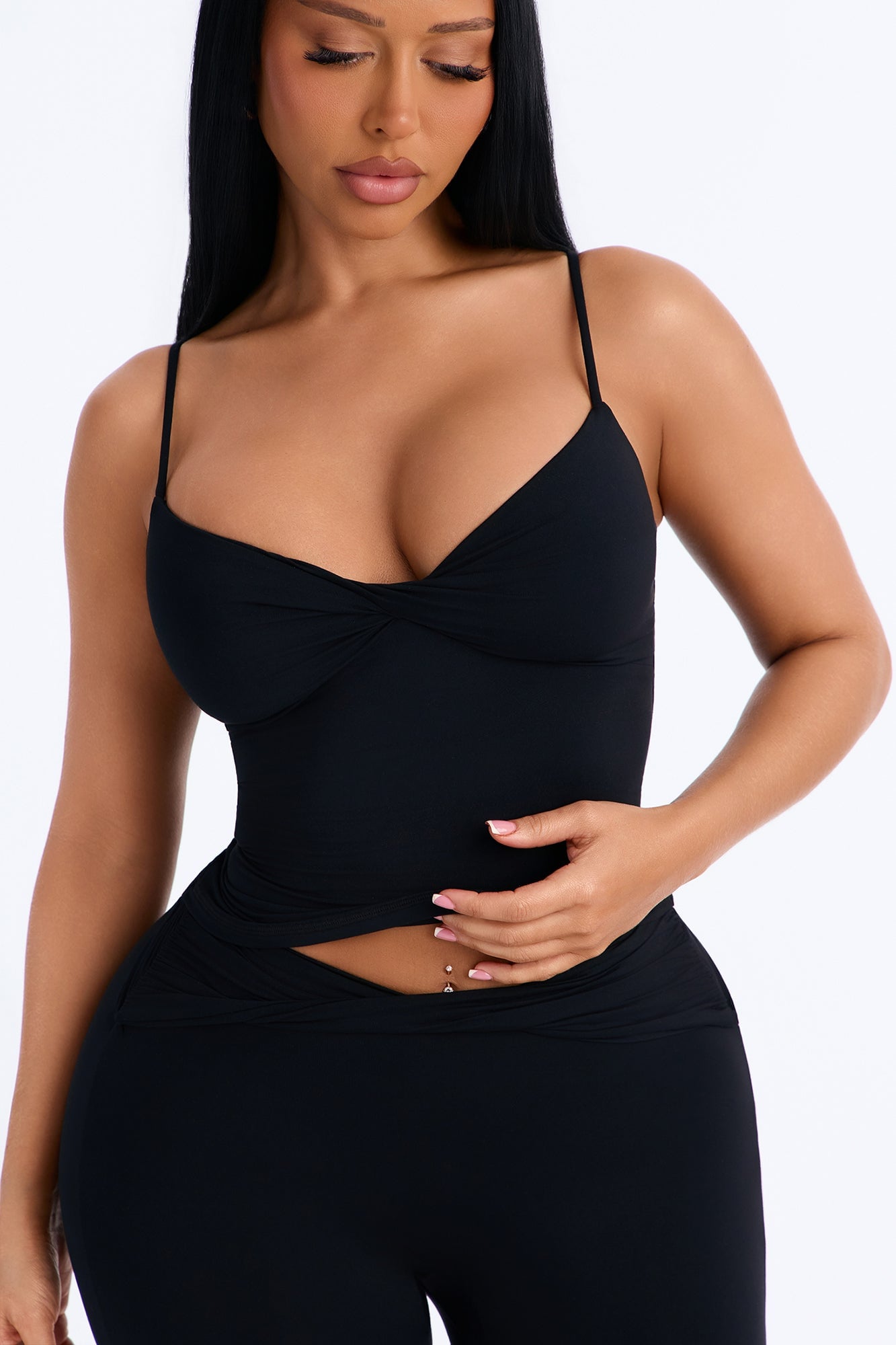Second Skin Double Lined Twist Cami - Black image 7