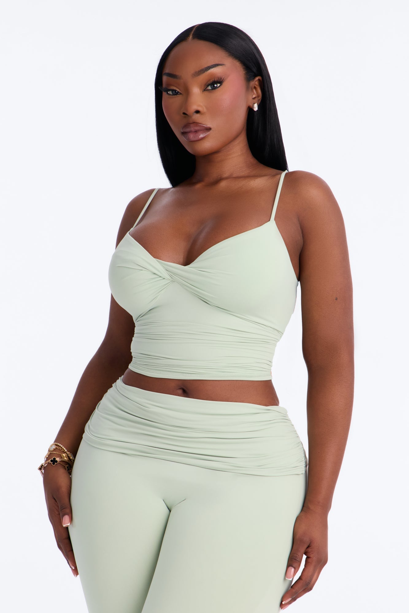 Second Skin Double Lined Twist Cami - Mint image 1