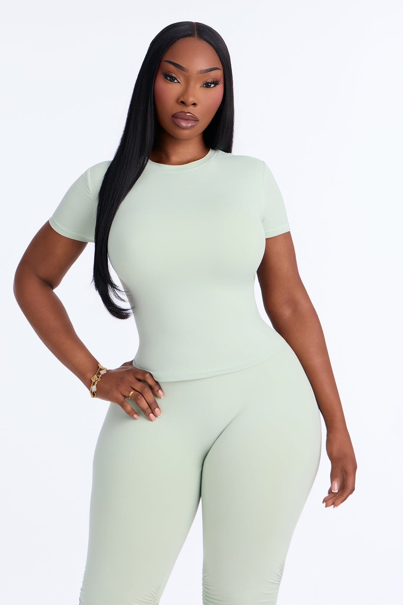 Second Skin Double Lined Short Sleeve Top - Mint image 1
