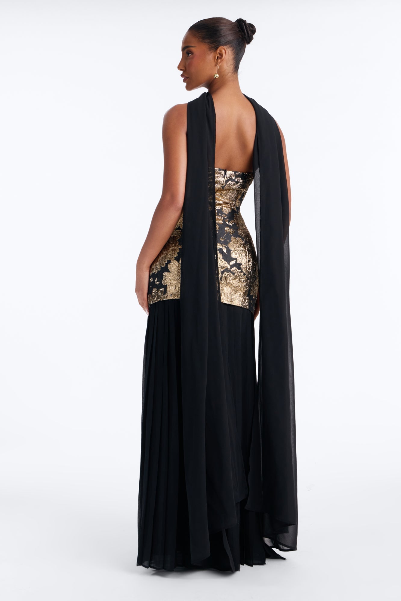 Bare Beauty Scarf Jacquard Gown - Black/Gold image 8