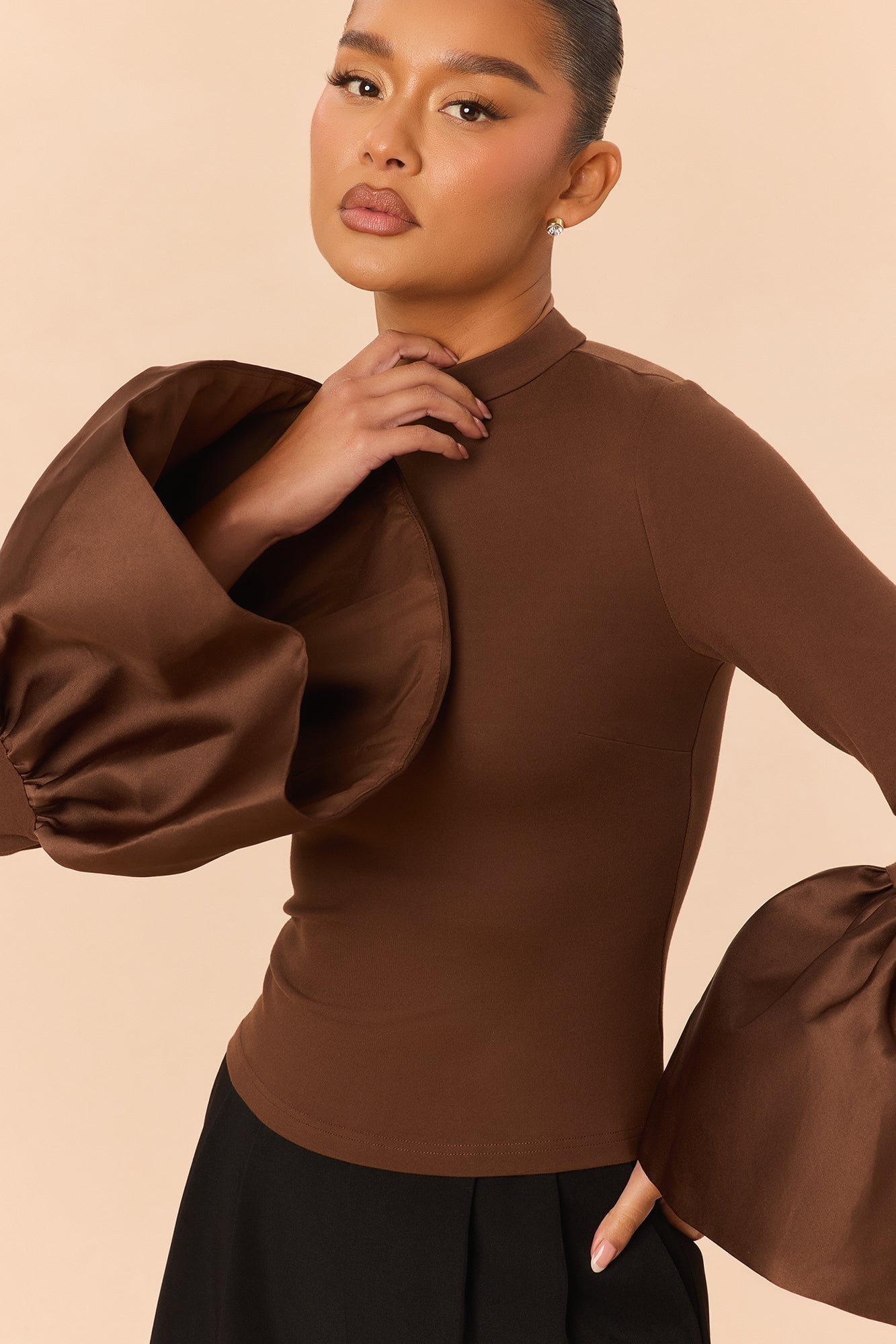 Estelle Bell Sleeve Top - Chocolate image 7