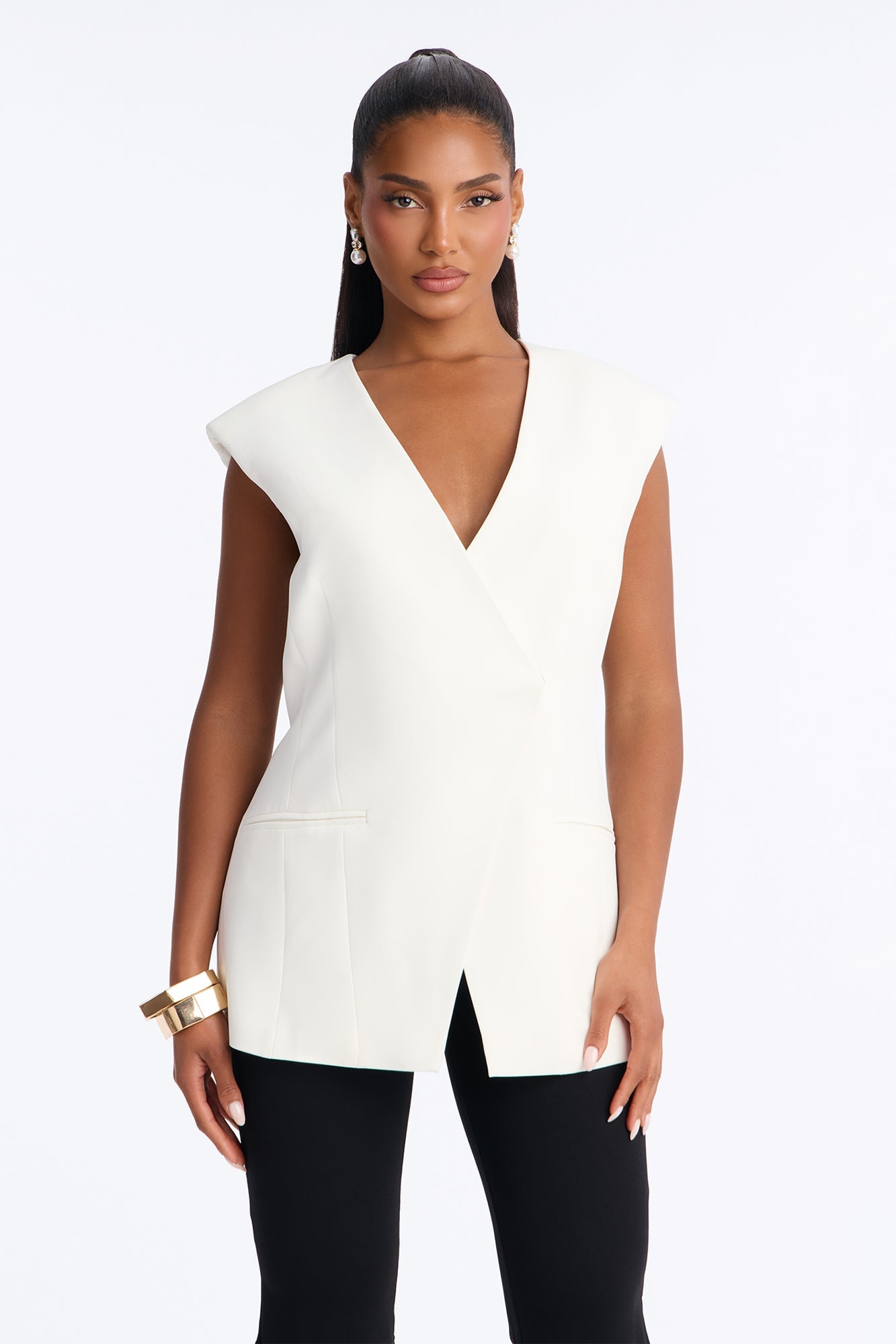 Happy Hour Double Breasted Fitted Vest - Ivory image 5