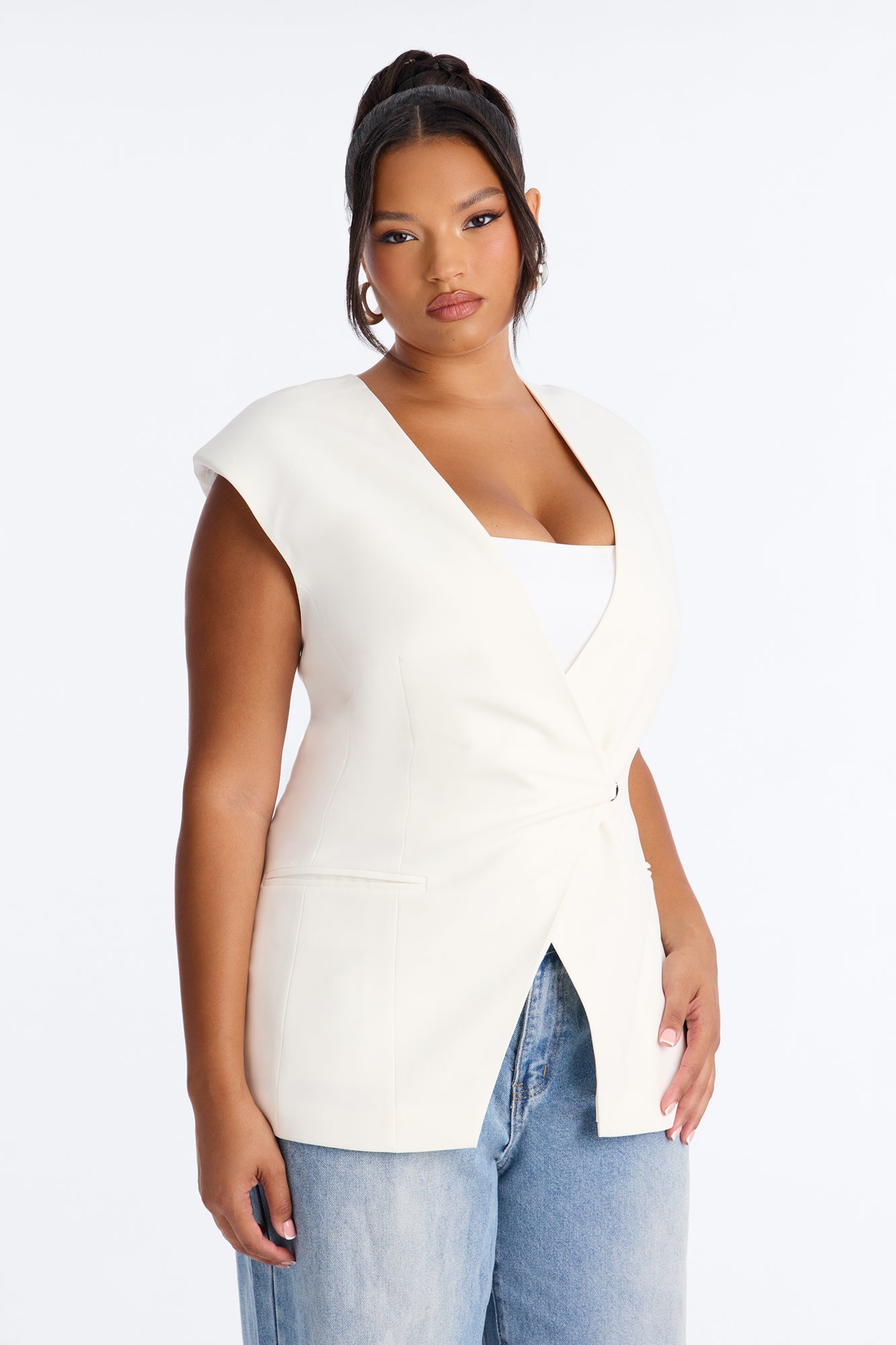 Happy Hour Double Breasted Fitted Vest - Ivory image 1