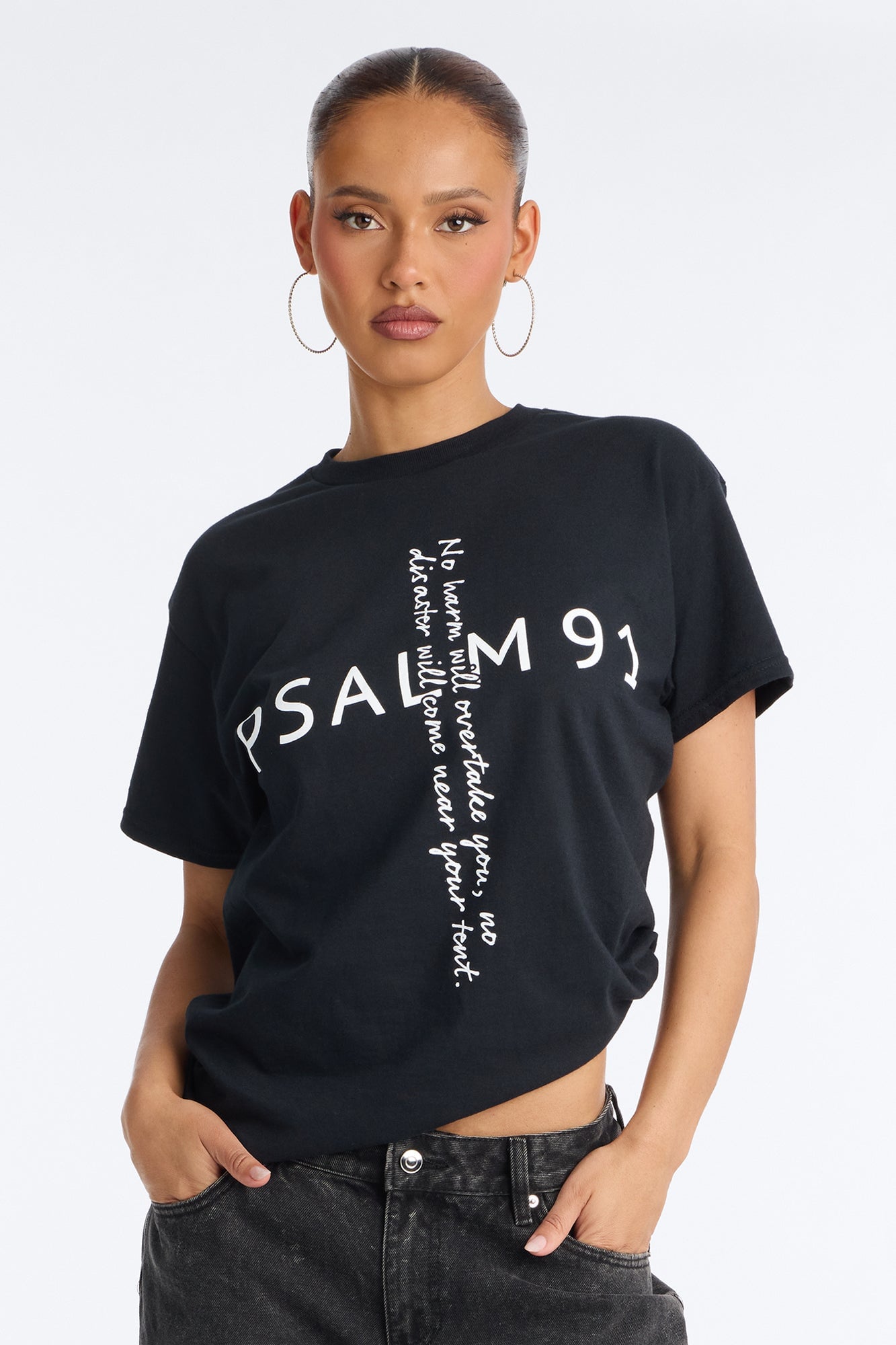 Psalm Cross Oversized Tee - Black image 4