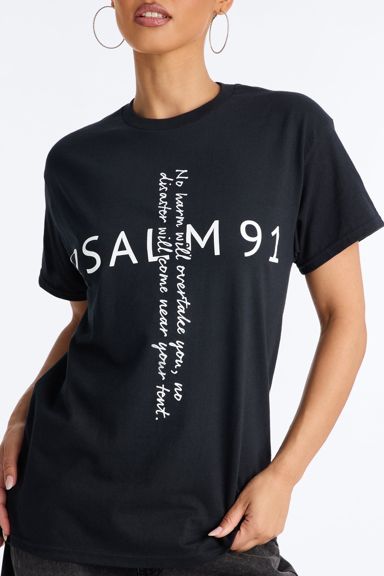 Psalm Cross Oversized Tee - Black image 6