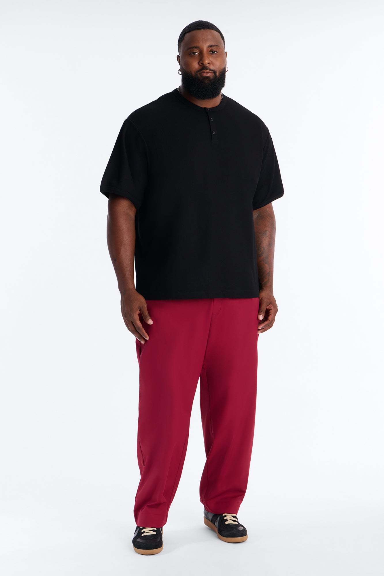 Relaxed Straight Heirloom Pleated Trouser - Burgundy image 2