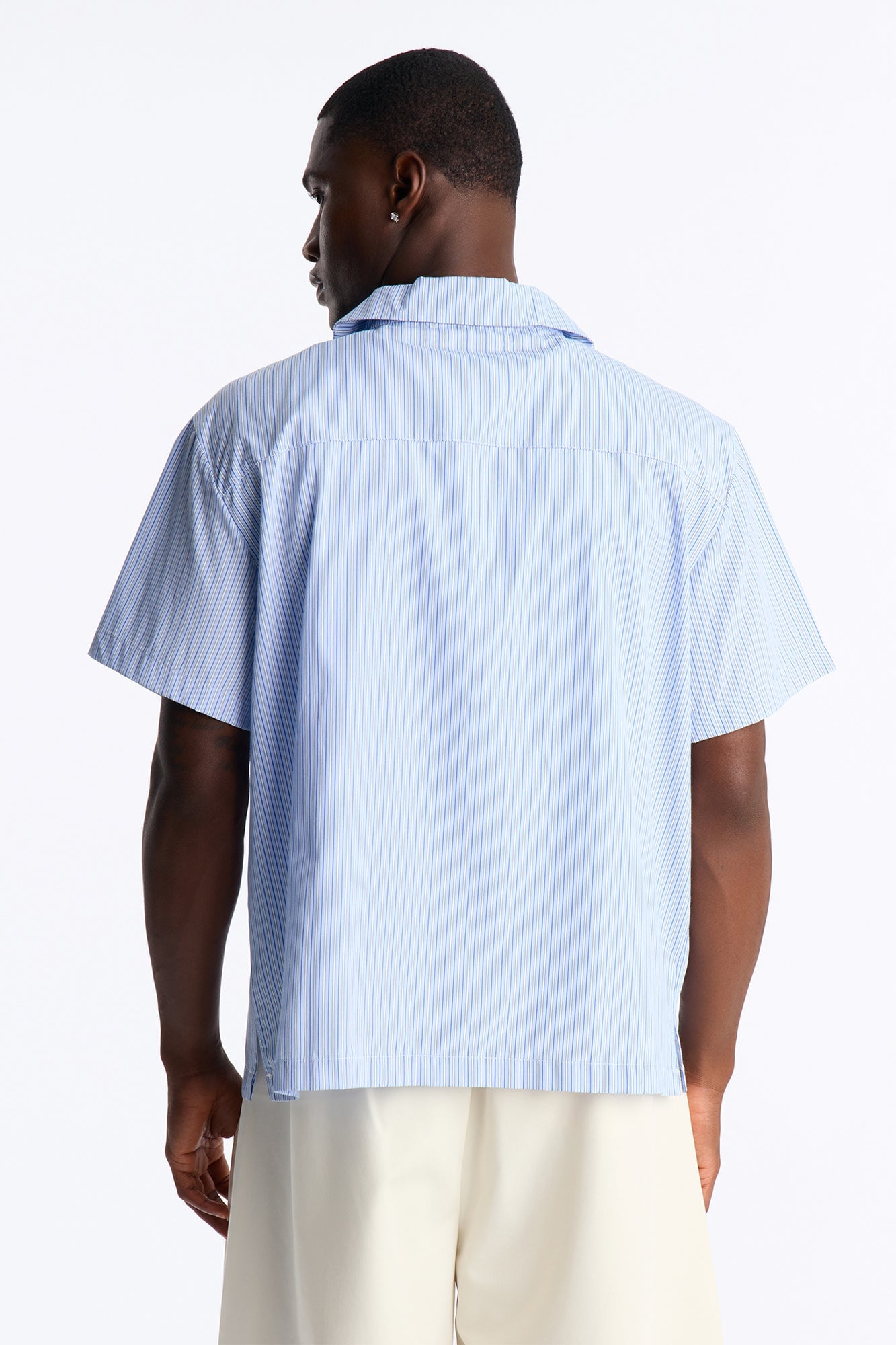 Nocturnal Stripe Cuban Collar Button Up Shirt - Blue/combo image 7