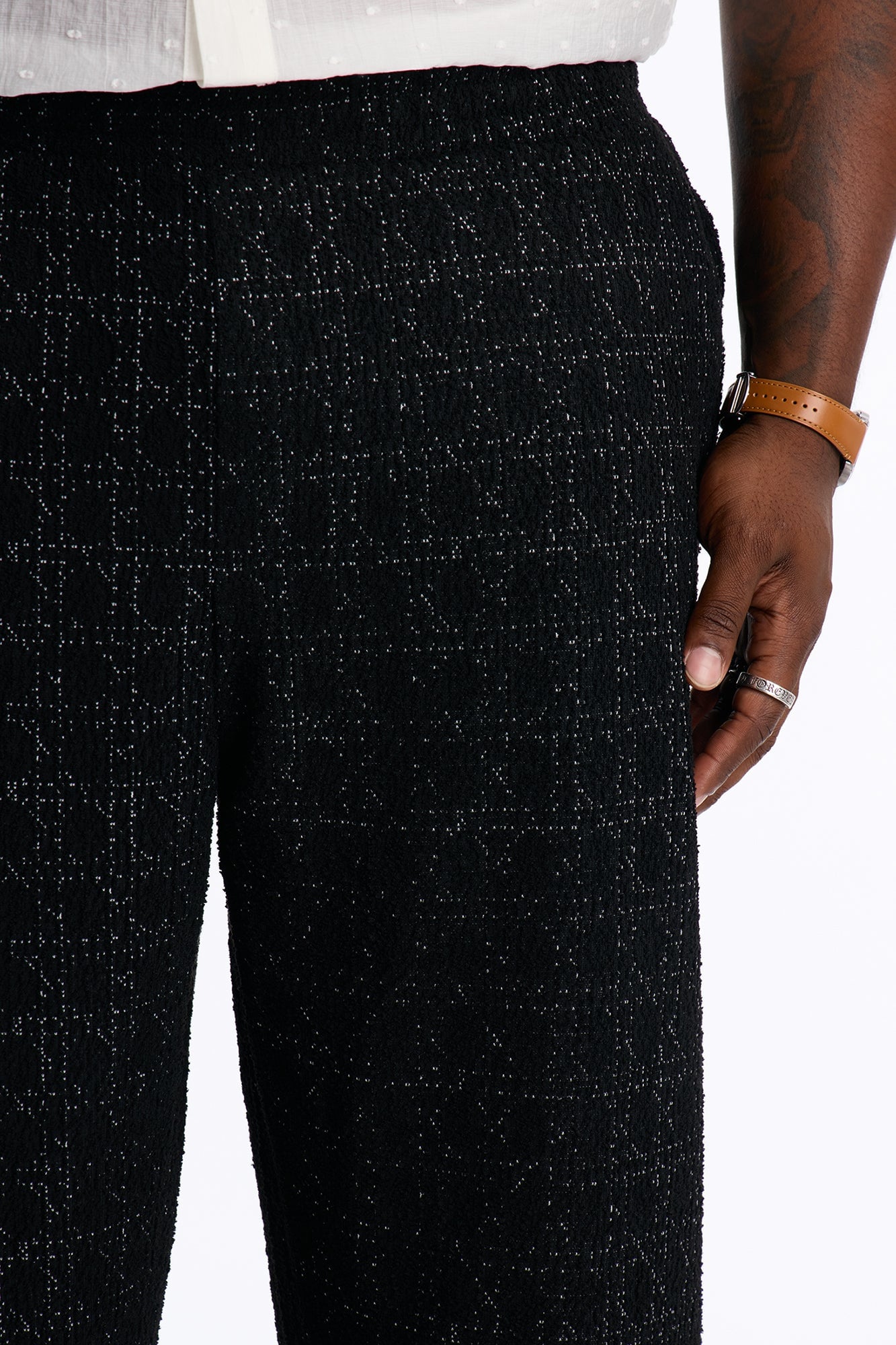 Static Textured Relaxed Pant - Black image 3