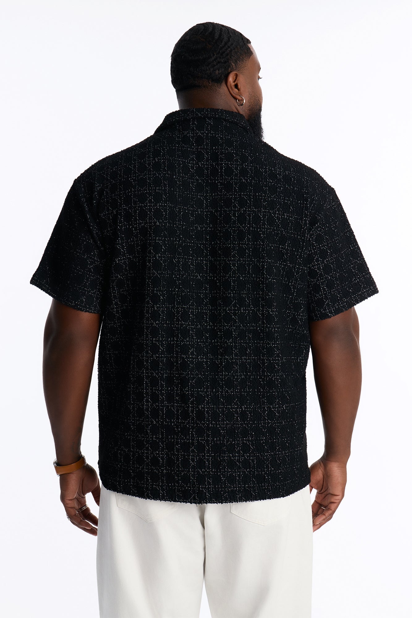 Static Textured Johnny Collar Polo - Black image 4