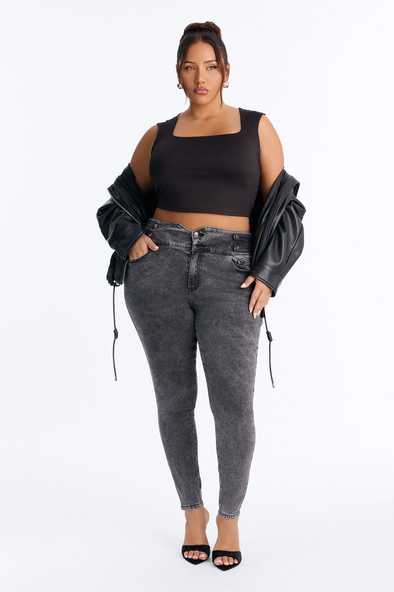 Midnight Empress High Rise Stretch Skinny Jeans - Black Wash image 1