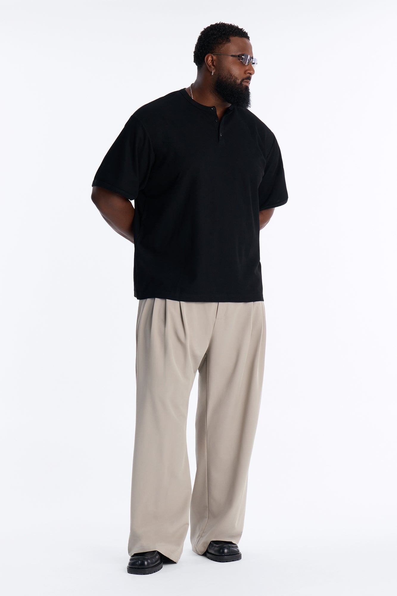 Cam Wide Leg Pleated Trouser - Light Grey image 1