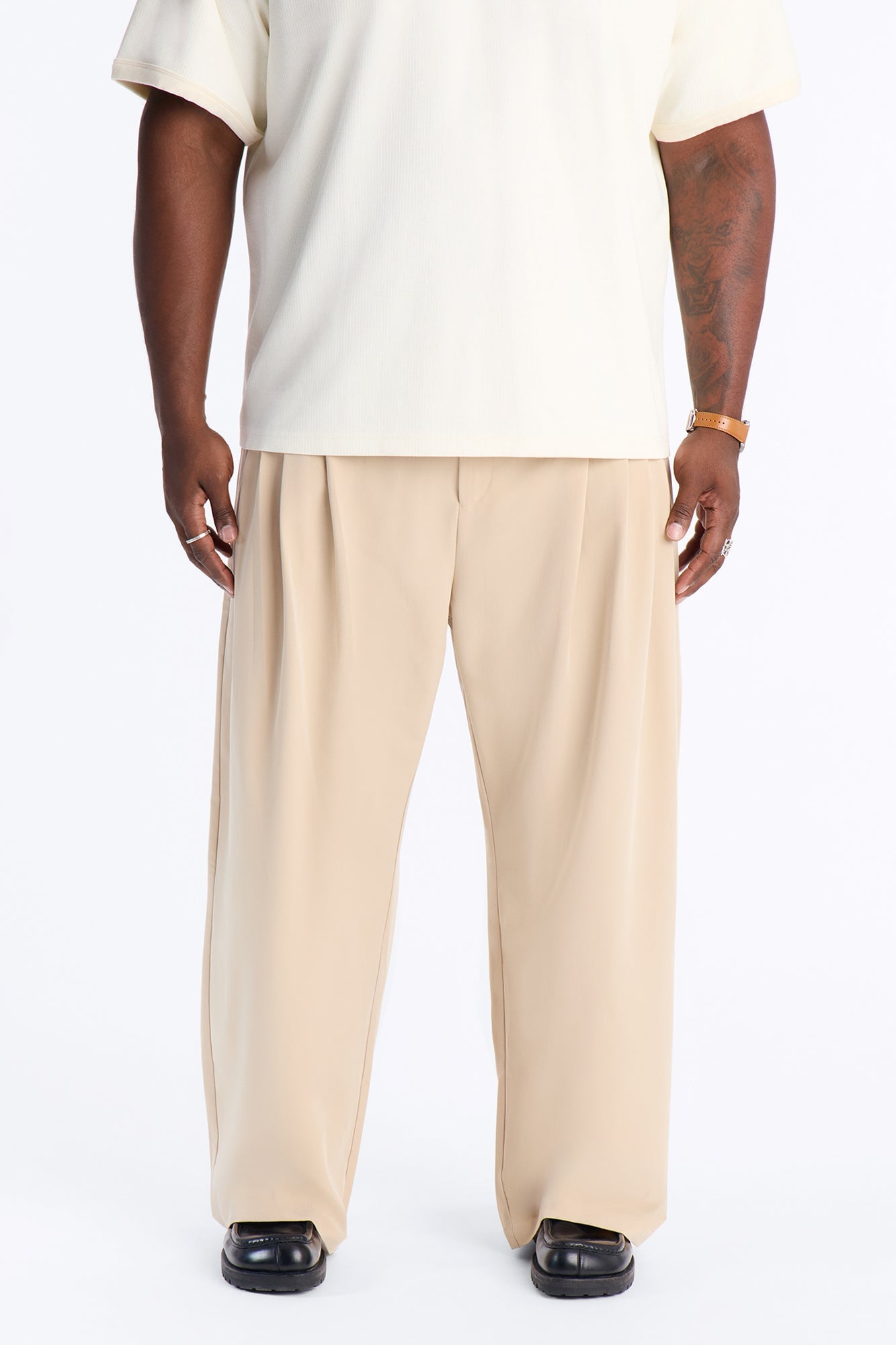 Cam Wide Leg Pleated Trouser - Tan image 2
