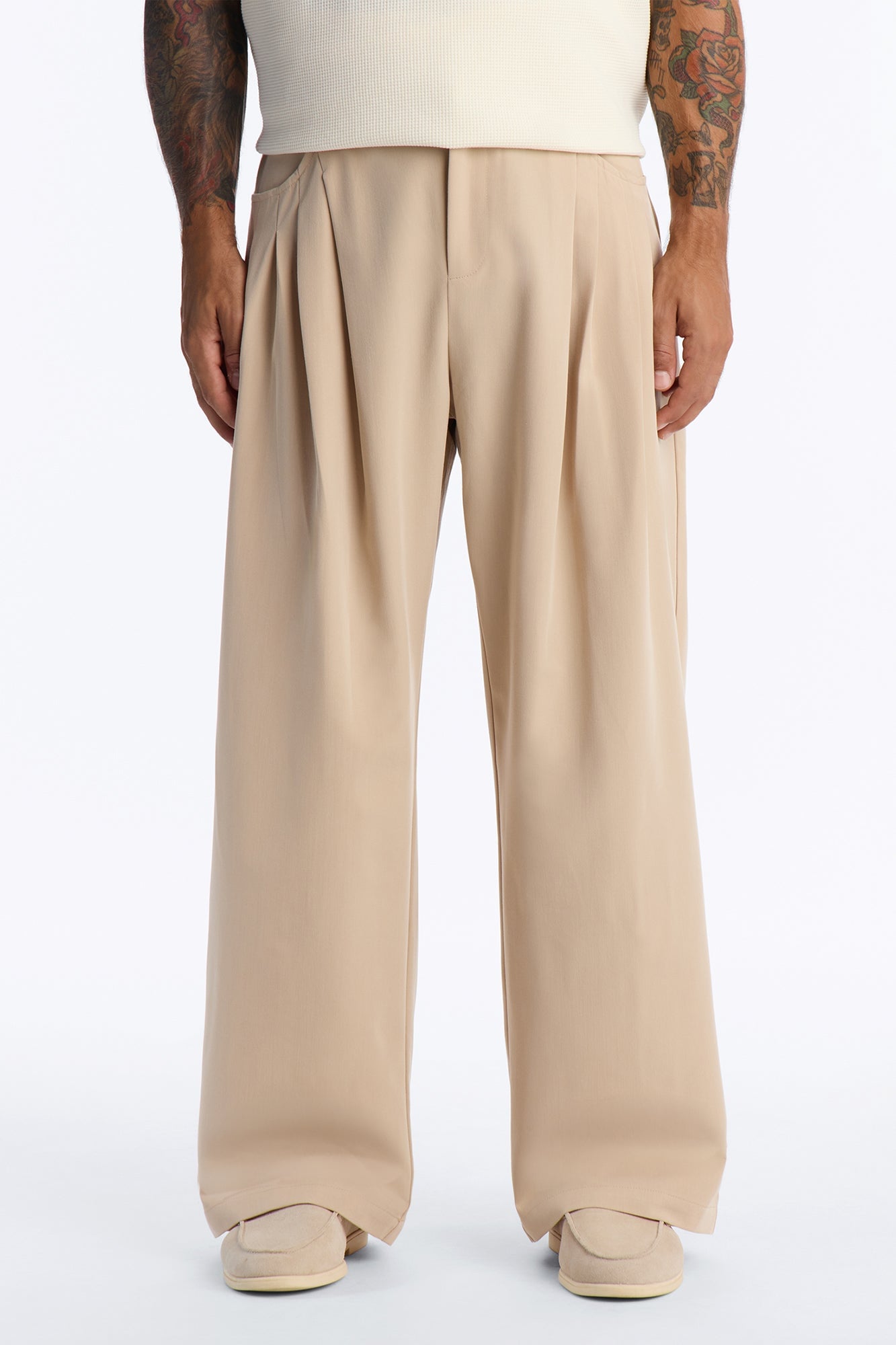 Cam Wide Leg Pleated Trouser - Tan image 6