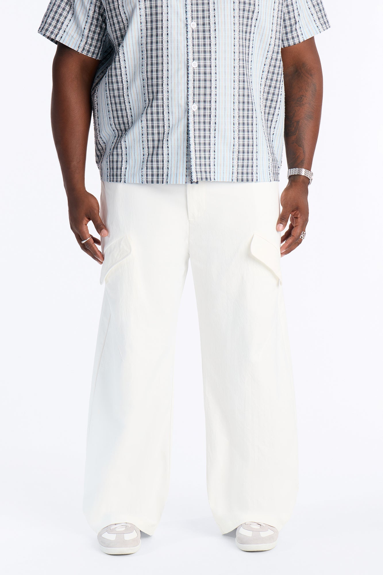 Cargo Wide Leg Tech Pant - White image 1