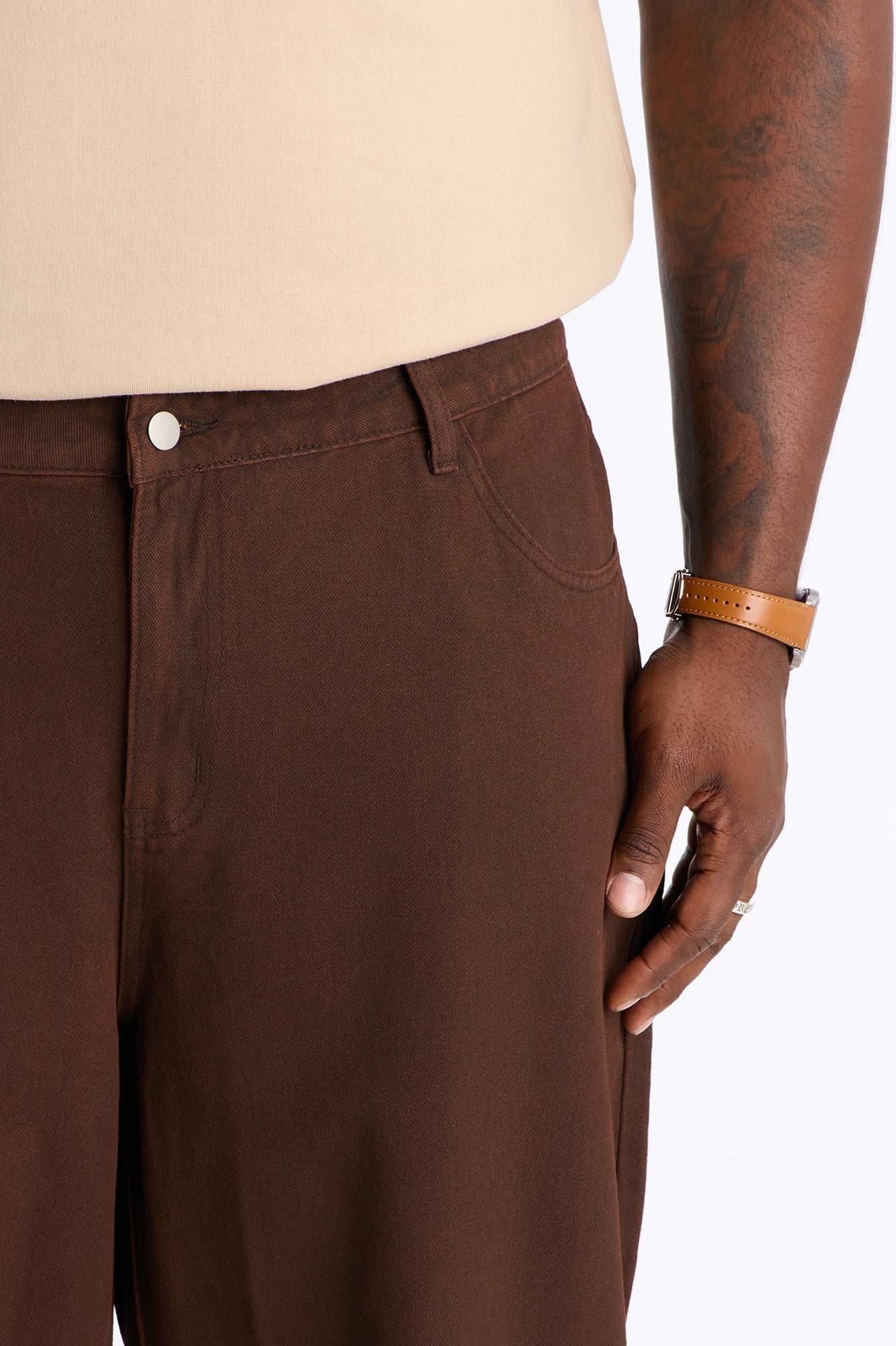 Overland Waxed Baggy Jean - Brown image 4
