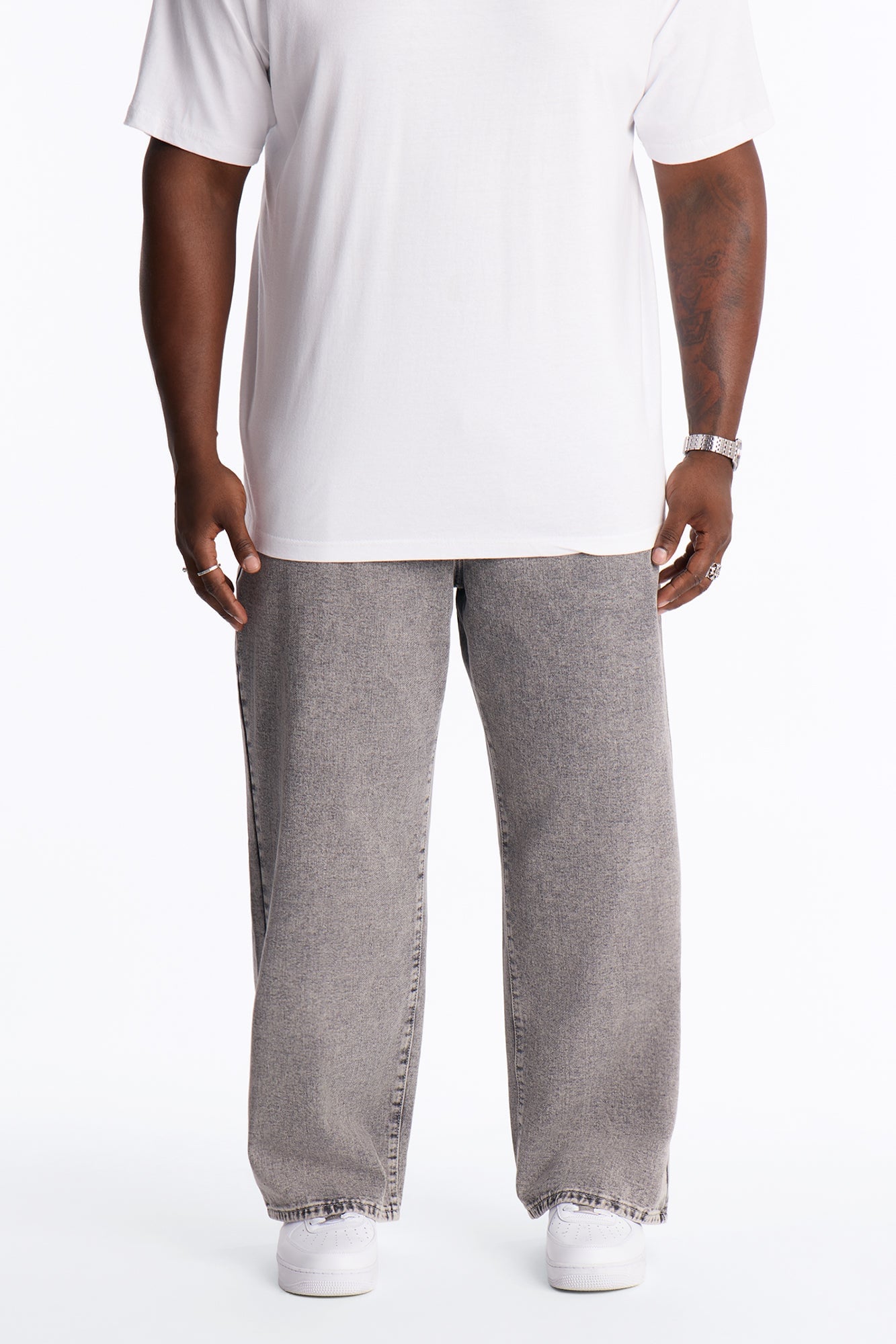 All Day Baggy Leg Jean - Washed Grey image 1