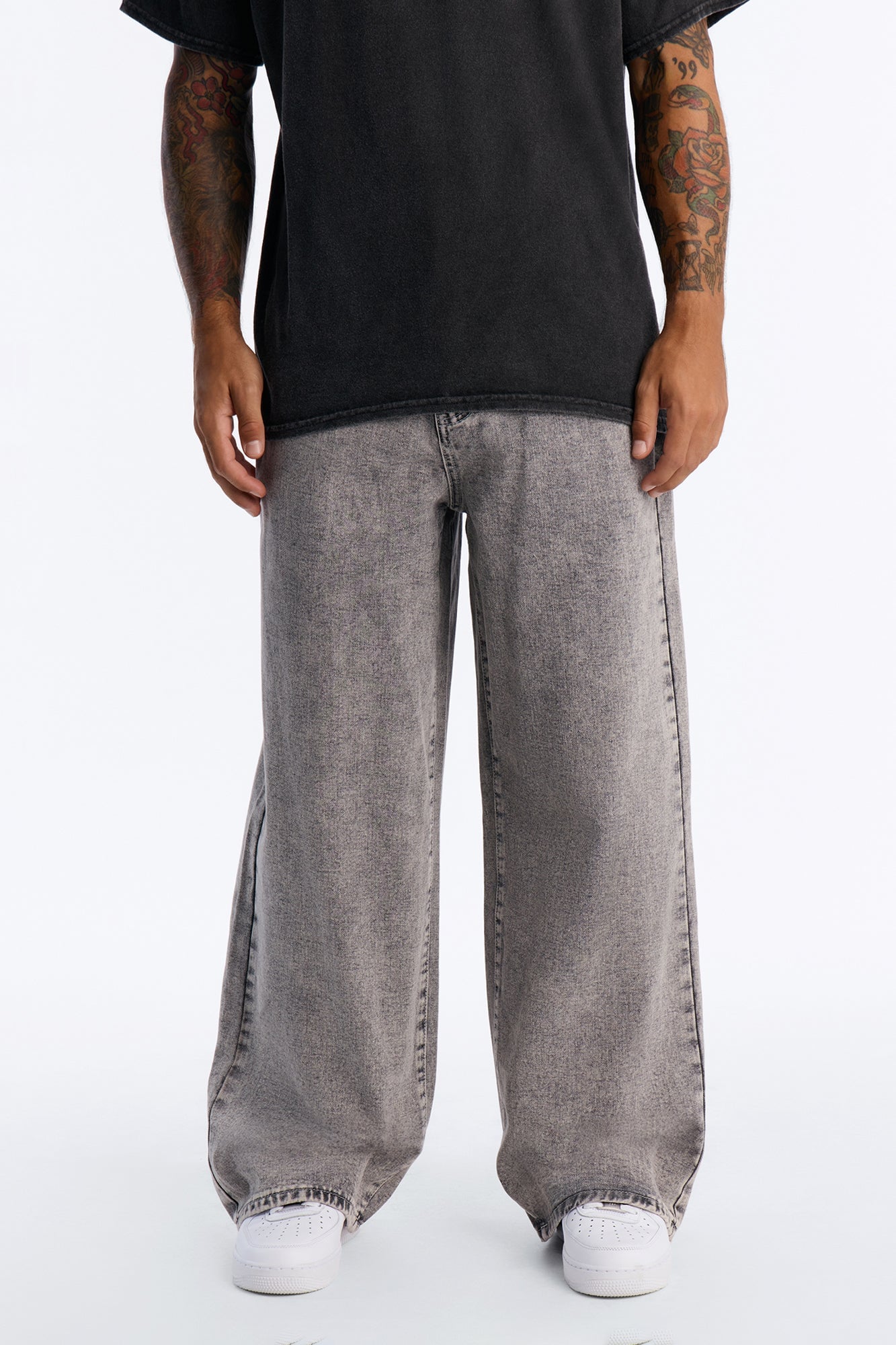 All Day Baggy Leg Jean - Washed Grey image 6