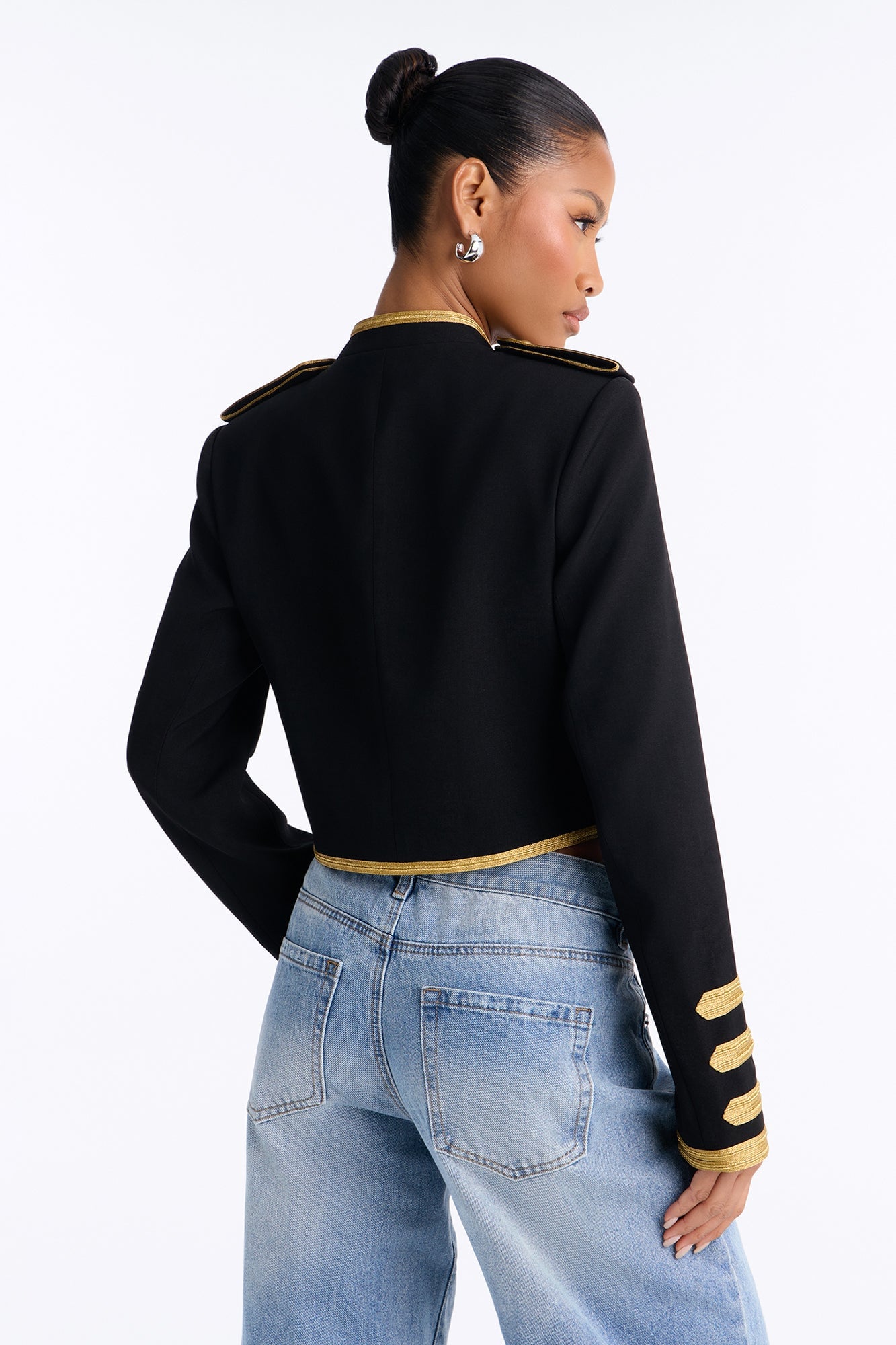 Maria Militant Embellished Trim Jacket - Black/Gold image 4