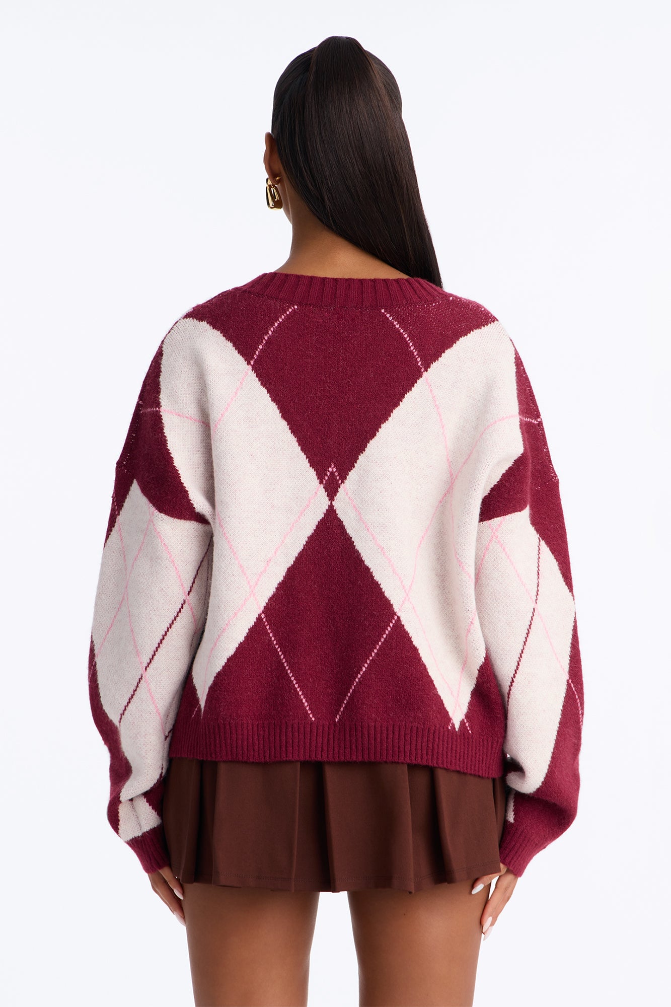 Fresh Breeze Argyle Sweater - Pink/combo image 8