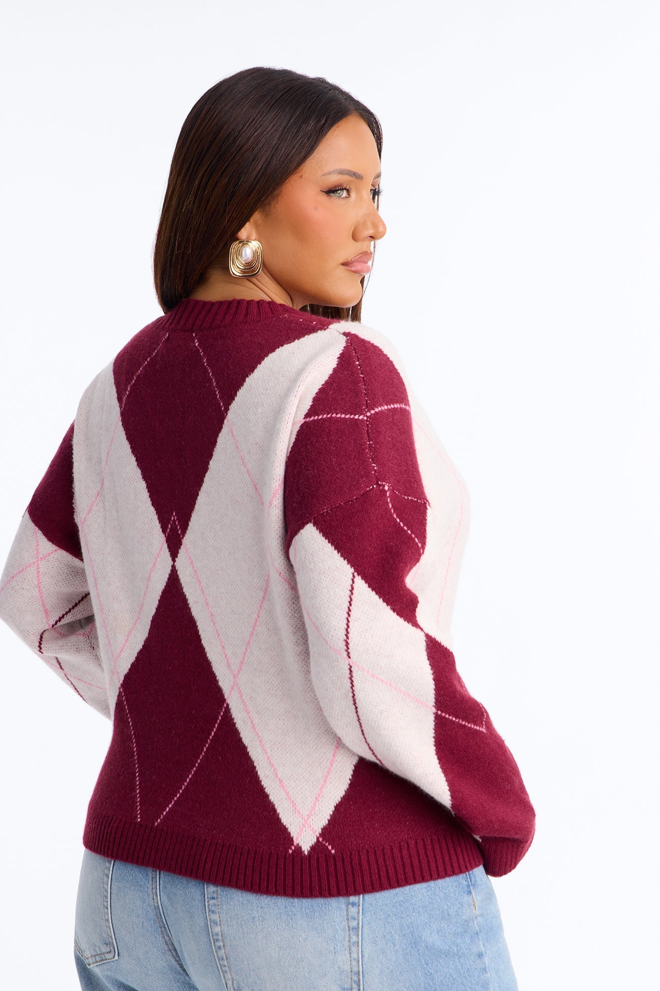 Fresh Breeze Argyle Sweater - Pink/combo image 4