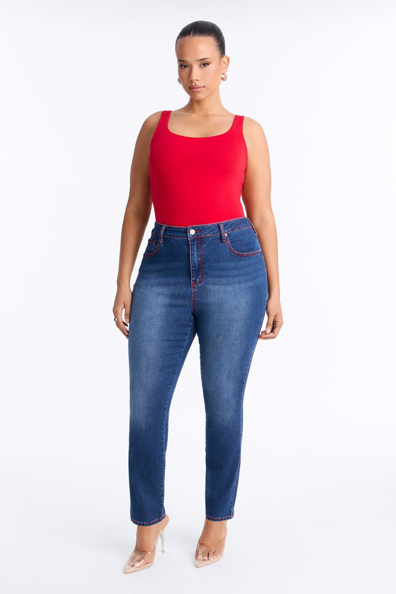 In The Red High Rise Stretch Skinny Jeans - Dark Wash image 2