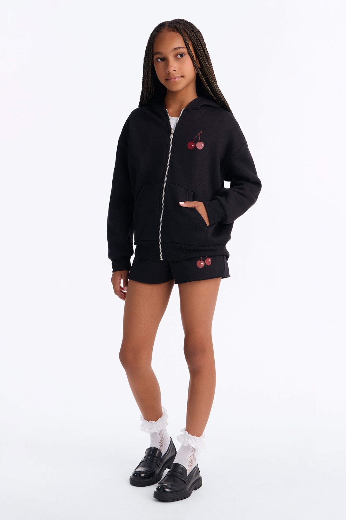 Mini Cherry Taste Fleece Short Set - Black image 2