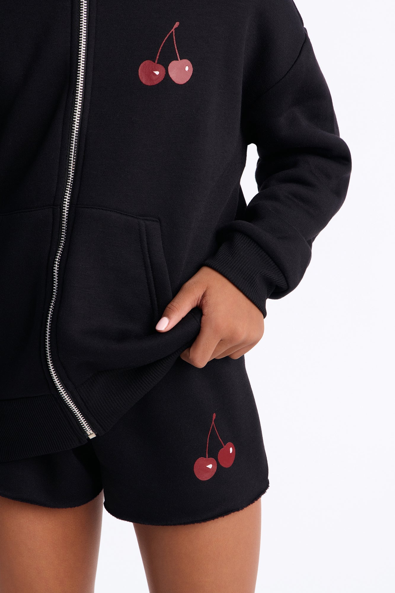 Mini Cherry Taste Fleece Short Set - Black image 4