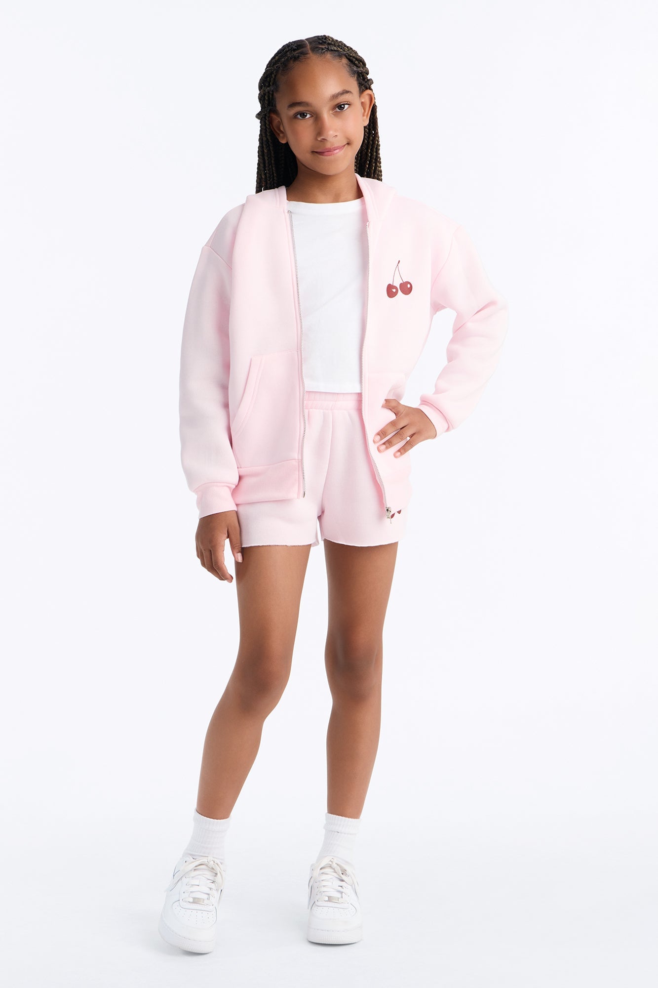 Mini Cherry Taste Fleece Short Set - Pink image 1