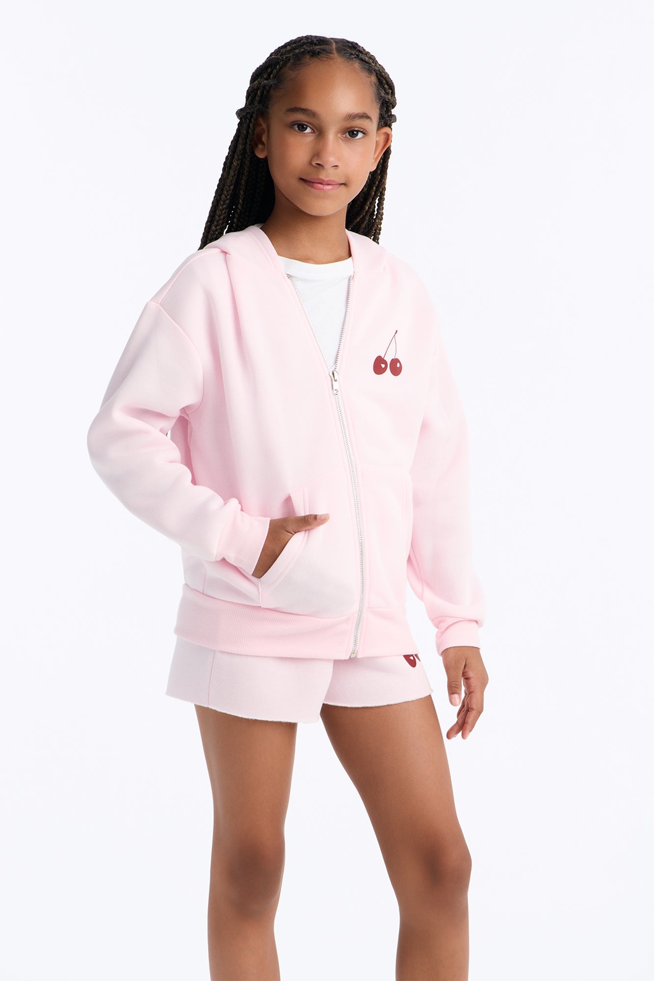 Mini Cherry Taste Fleece Short Set - Pink image 2
