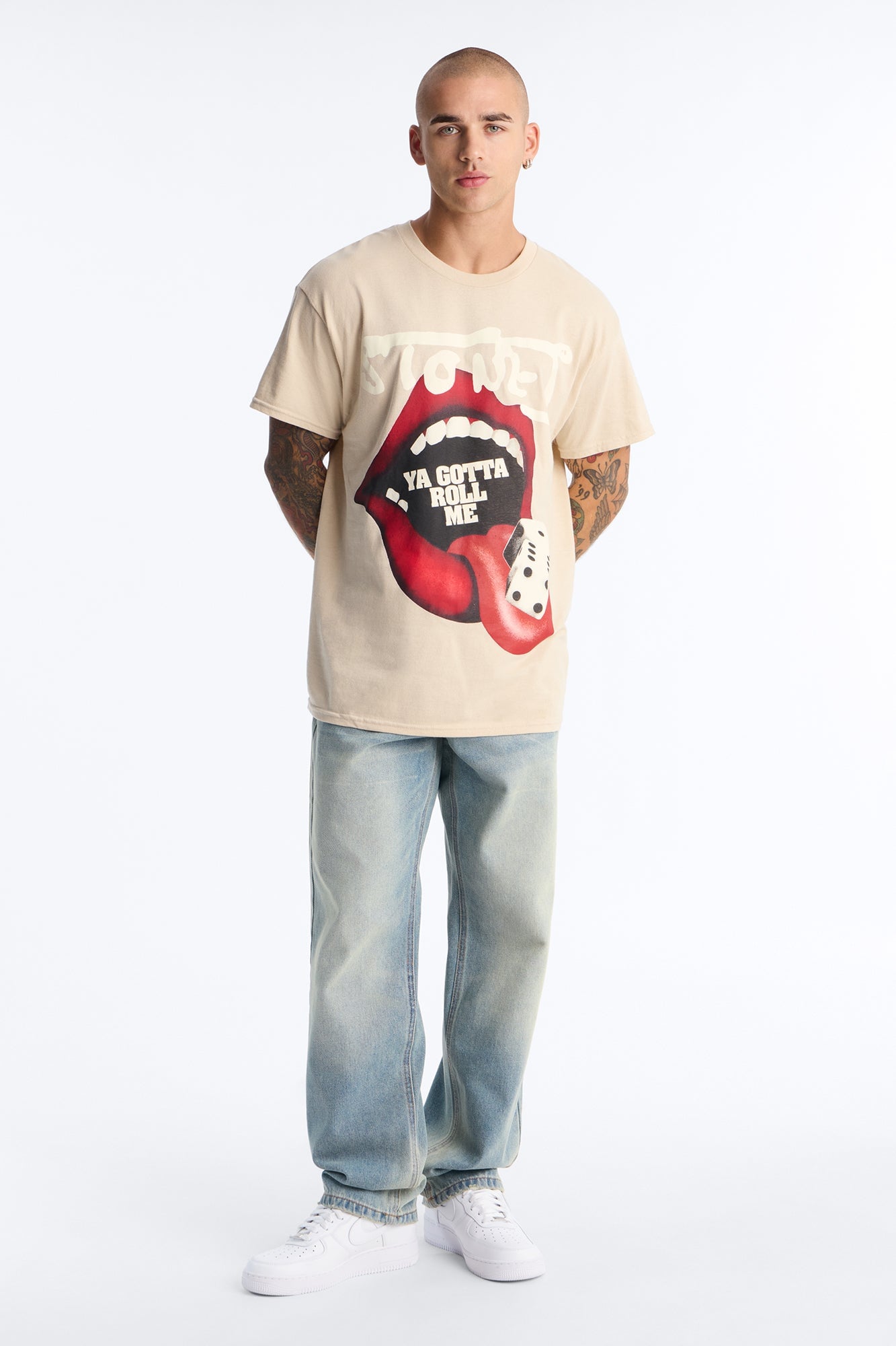Rolling Stones Ya Gotta Roll Me Oversized Short Sleeve Tee - Sand image 2