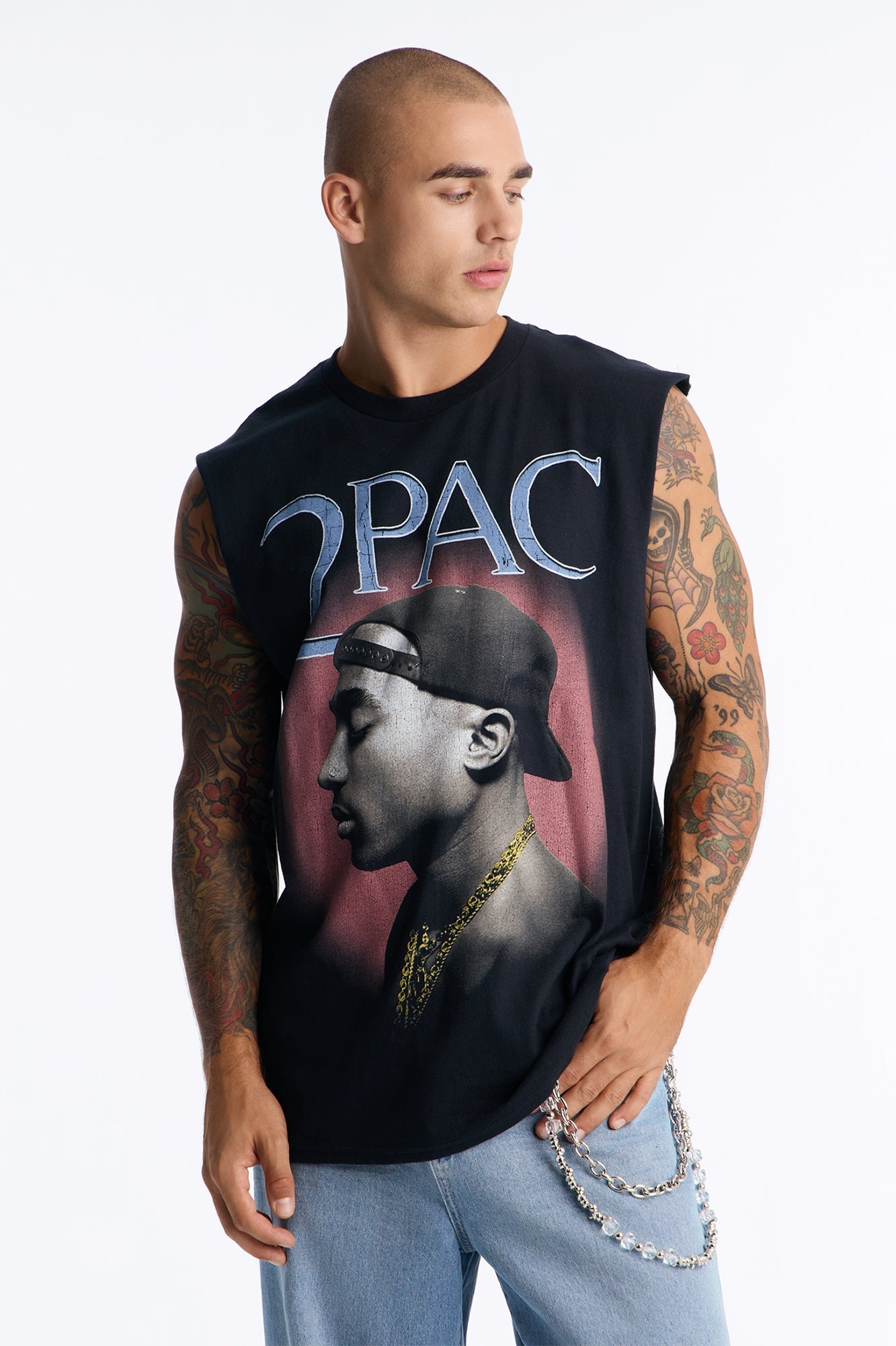 2pac Oversized Muscle Tee - Black image 1