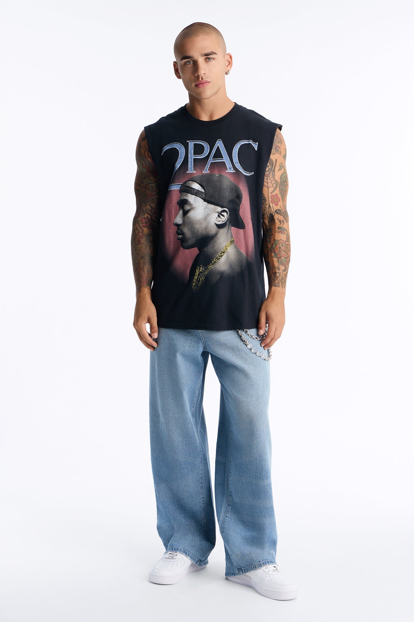 2pac Oversized Muscle Tee - Black image 2