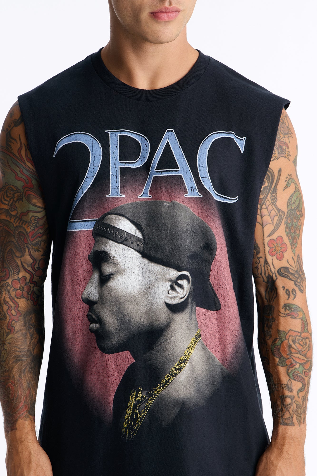 2pac Oversized Muscle Tee - Black image 3