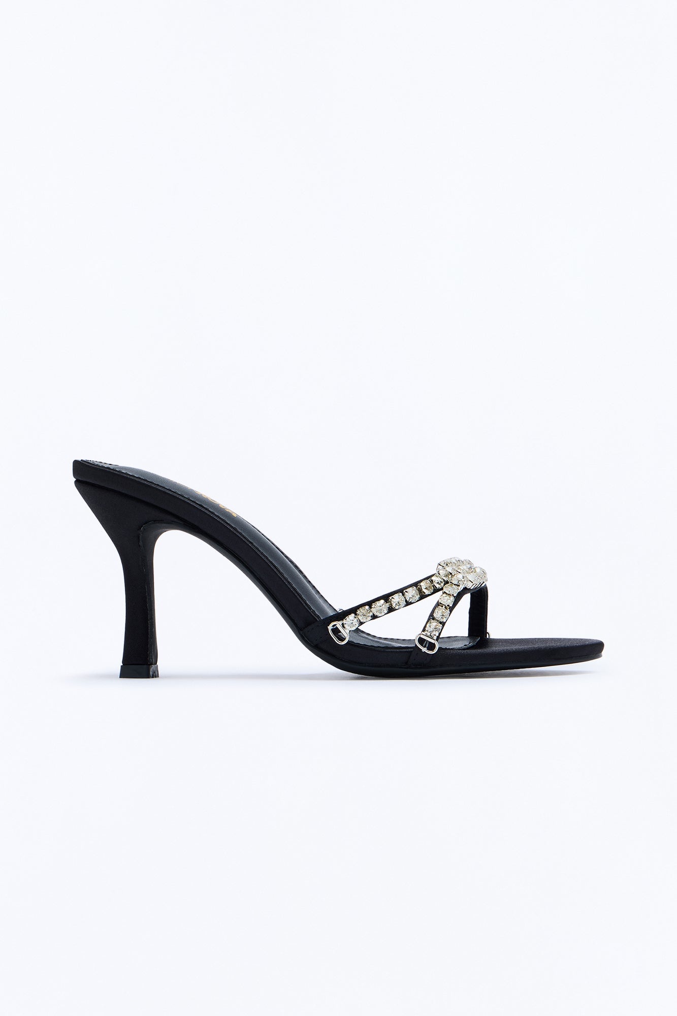 Talita Rhinestone Satin Heels - Black image 3