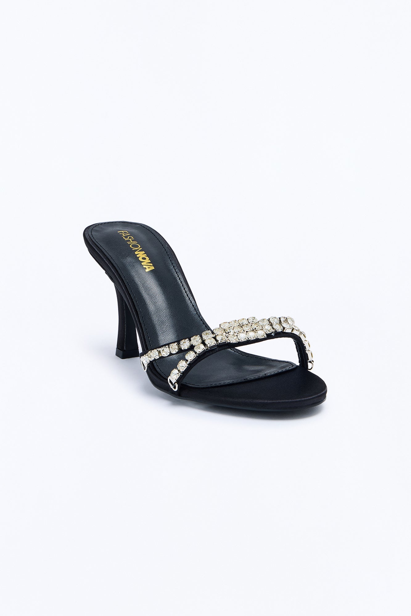 Talita Rhinestone Satin Heels - Black image 4