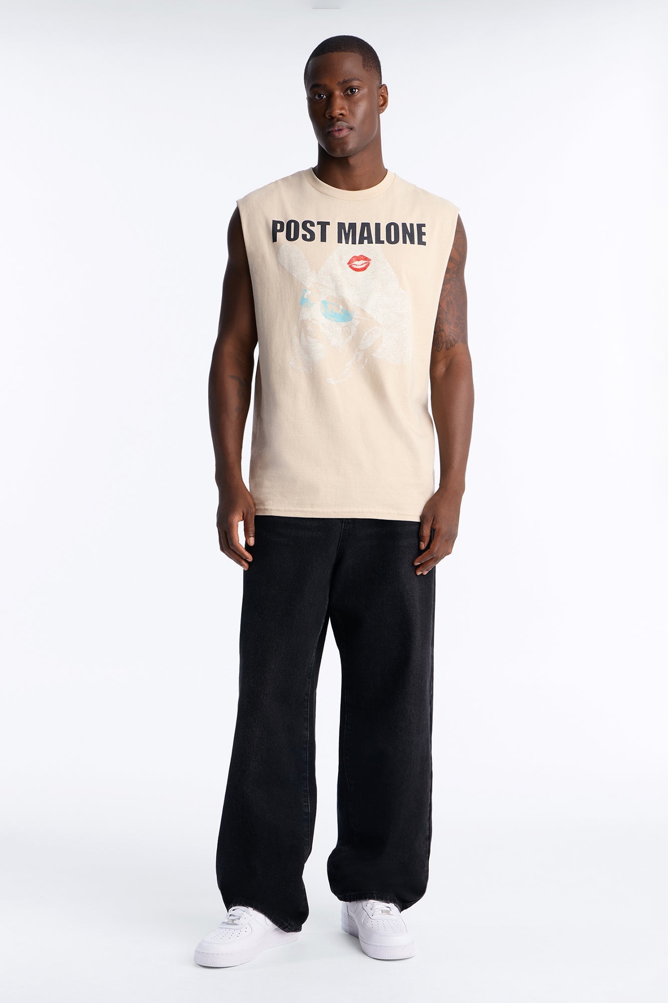 Post Malone Cowboy Hat Oversized Muscle Tee - Sand image 2